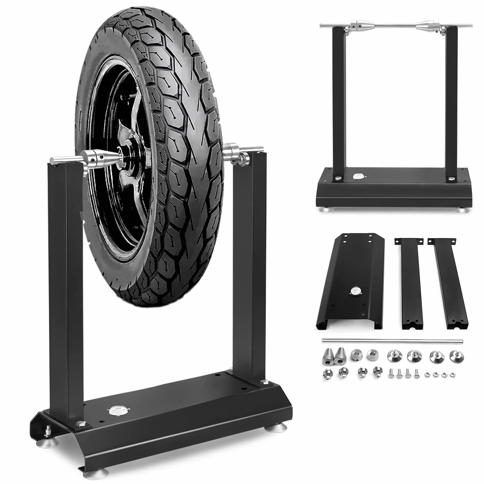 UISEBRT Equilibratore per ruote da moto, supporto di equilibratura per moto, macchina equilibratrice per cerchioni e pneumatici da moto, macchina equilibratrice per ruote con coni regolabili e livella