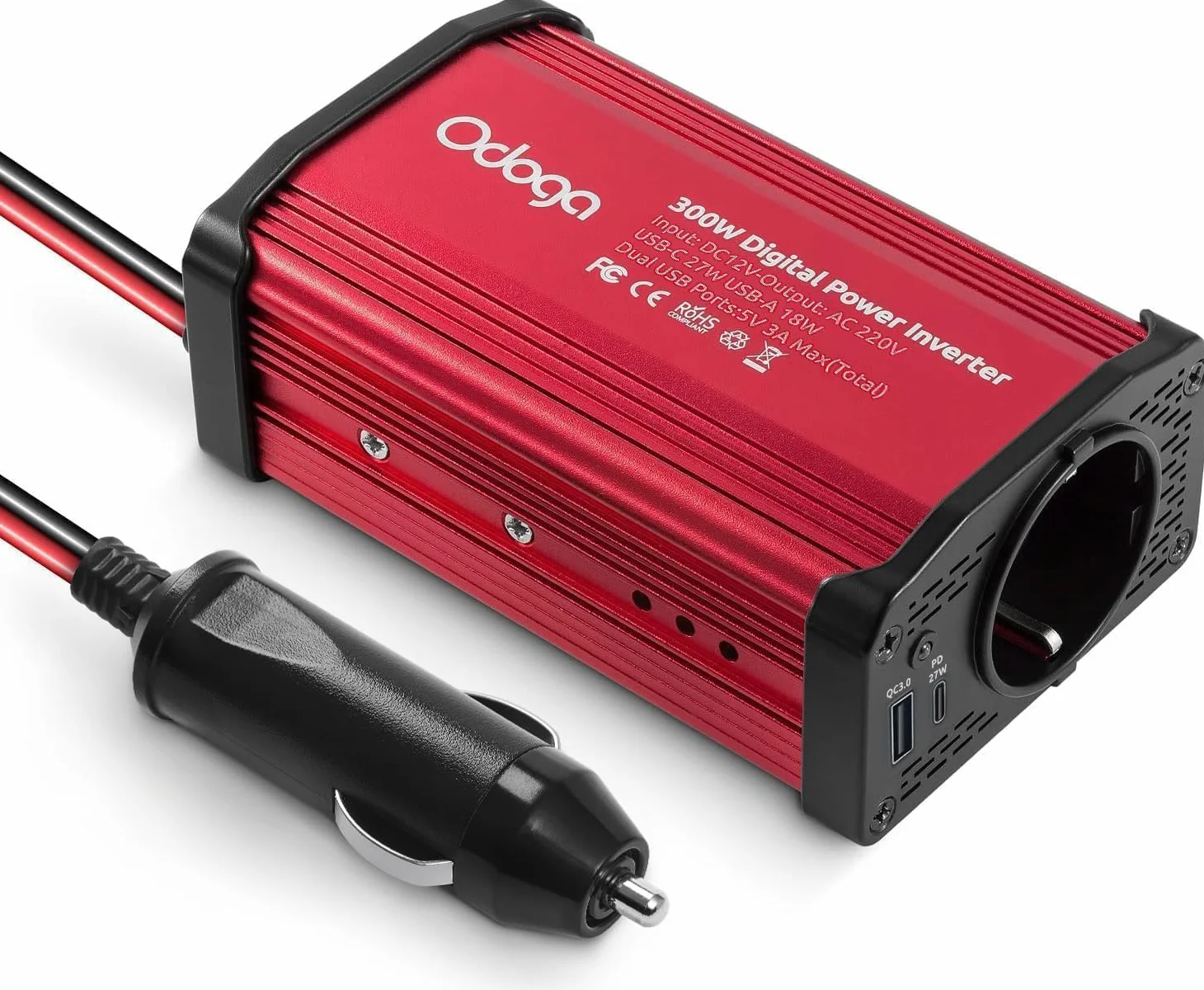 Odoga Inverter 12V 220V 300W Convertitore Auto Presa Elettrica Trasformatore Camper Doppia USB