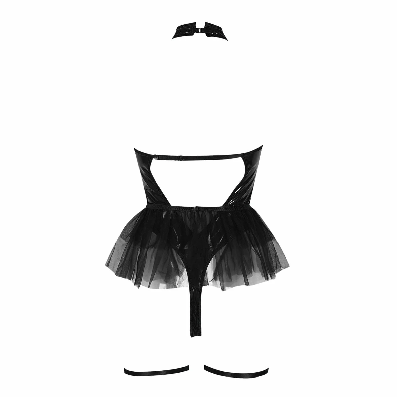 Vestito Sexy Donna Latex Mini Wetlook Verniciata V Profondo Bodycon Dress Aderente Metallizzato Clubwear Elasticità Erotico Festa Hot Curvy