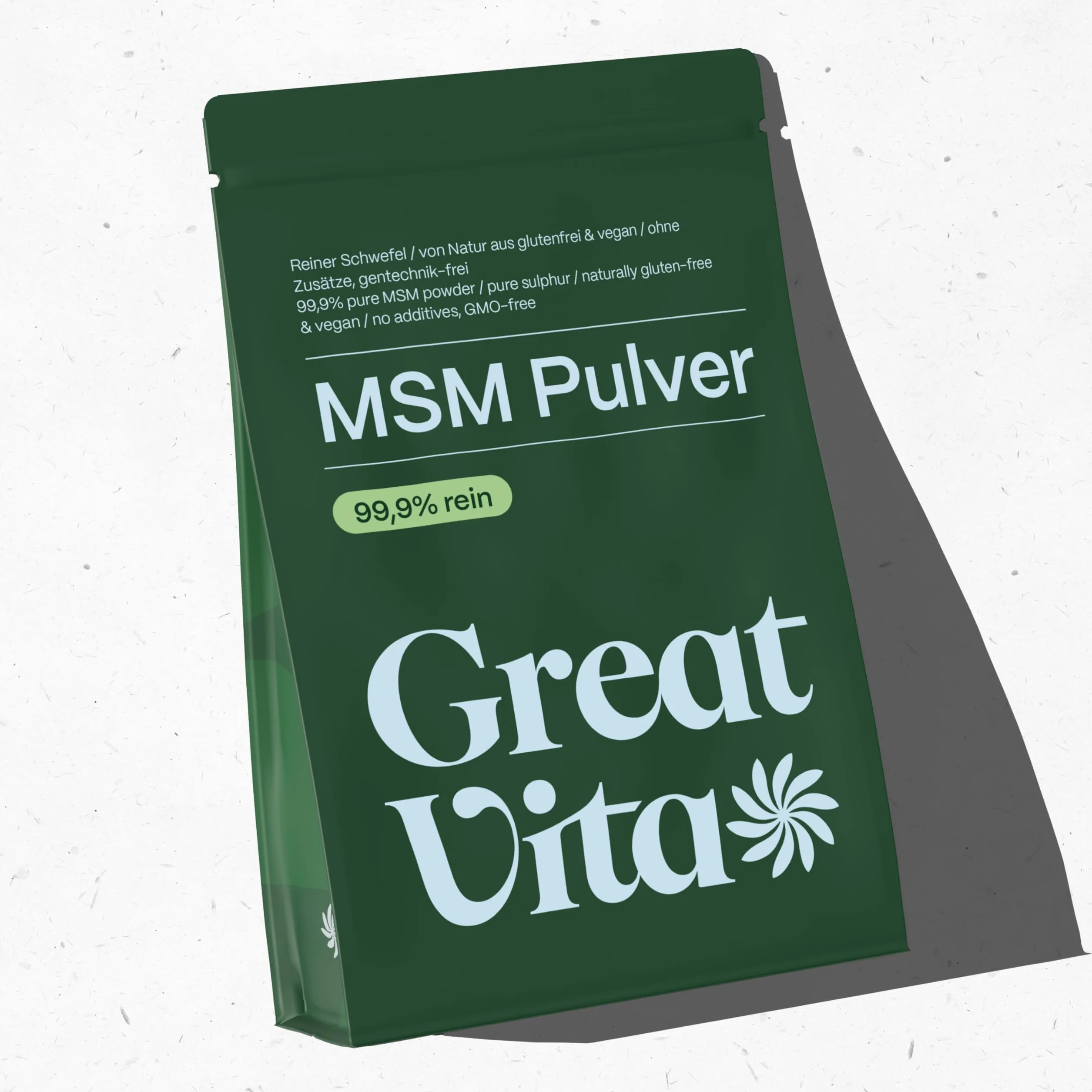 GreatVita MSM Polvere 400 g 99,9% metilsulfonilmetano polvere di zolfo organico senza additivi senza glutine nonOGM