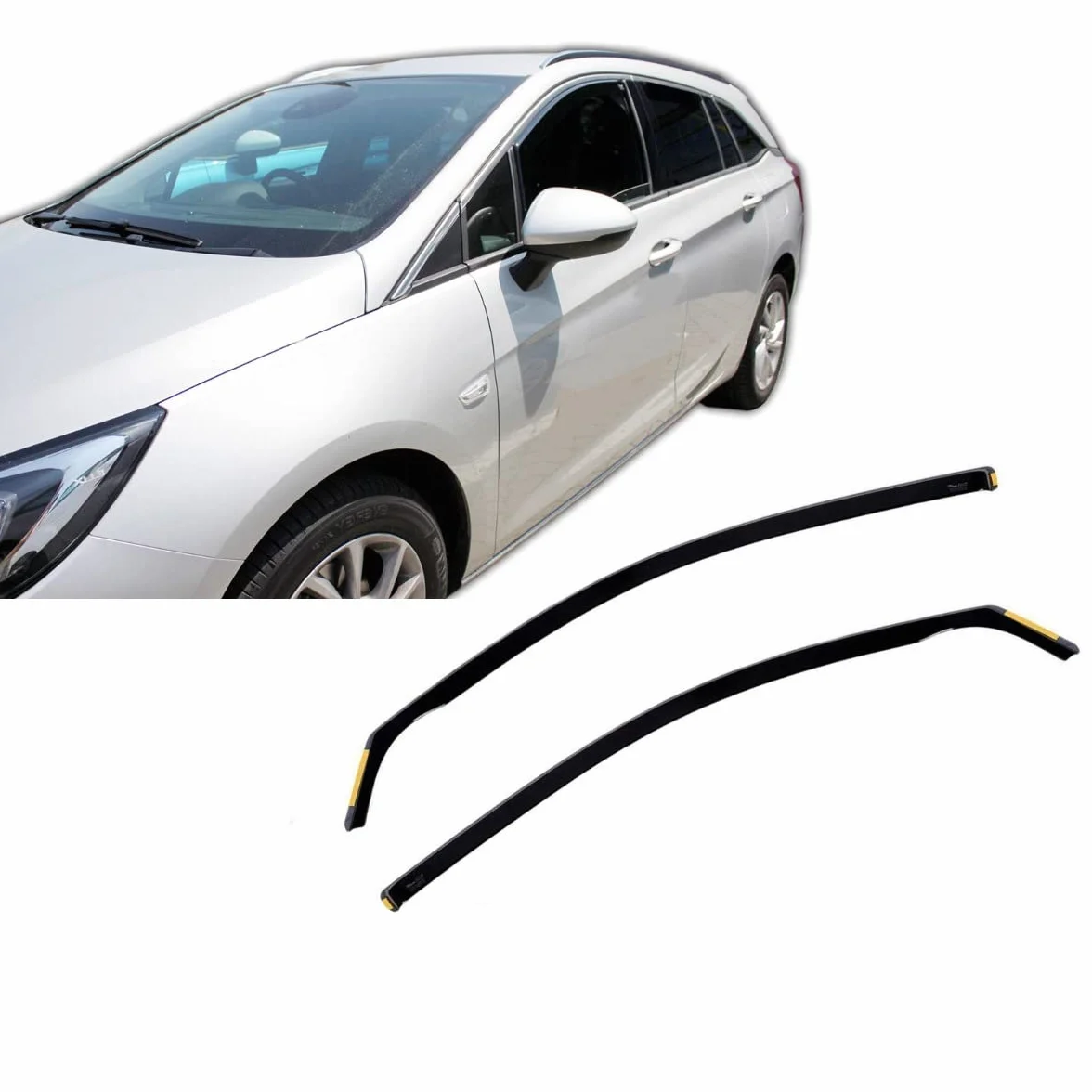 J&J AUTOMOTIVE Deflettori d'Aria per Opel Astra K 5-Porte Berlina 2015-2021, Set 2 Pezzi Nero Fumé