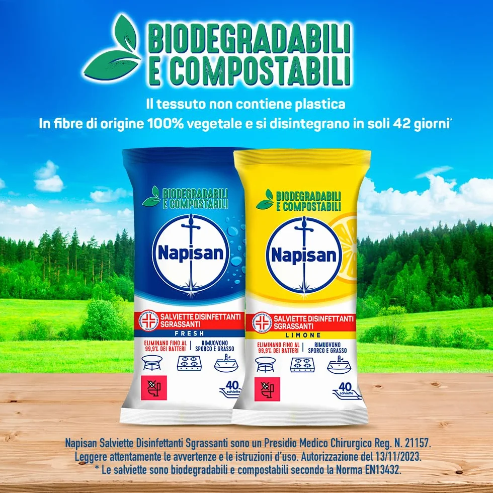 Napisan Salviette Disinfettanti Sgrassanti Limone 40 szt.