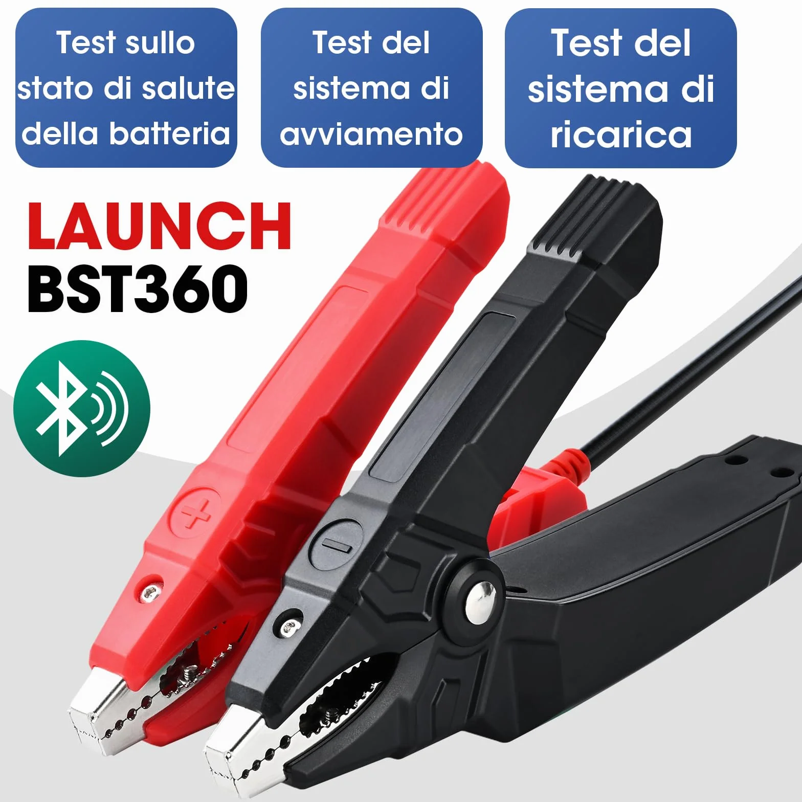 LAUNCH BST360 - Tester batteria auto 12 V, 100-2000 CCA Bluetooth strumento analizzatore della batteria Auto, test di salute di ricarica per auto camion moto ATV SUV barca Yacht