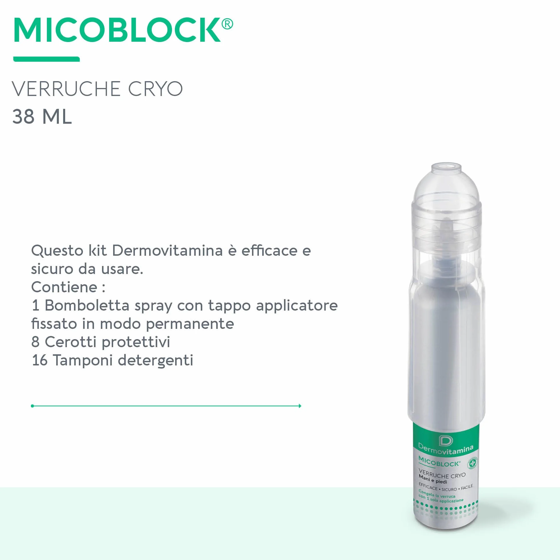 Dermovitamina Micoblock Verruche Cryo 38 ml - Rimozione Verruche per Mani e Piedi - Effetto Crioterapia per Adulti e Bambini 4+