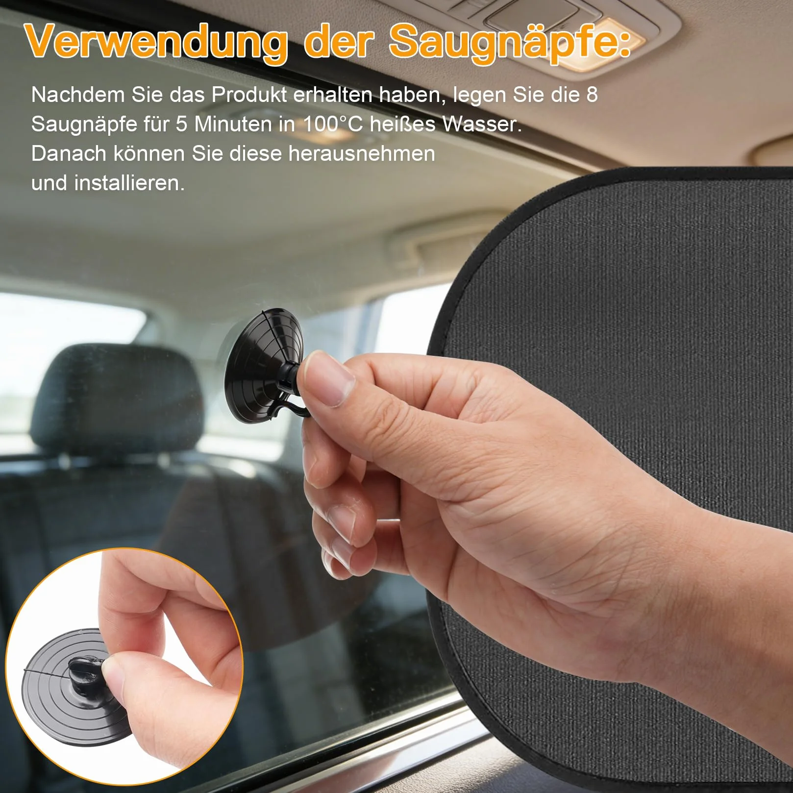 2 Pz Tendine Parasole Auto Bambini, Tende Parasole Auto Ventosa, 44 x 37 cm Tenda Oscurante con Ventose con Protezione UV per finestrini autos con 8 ventose