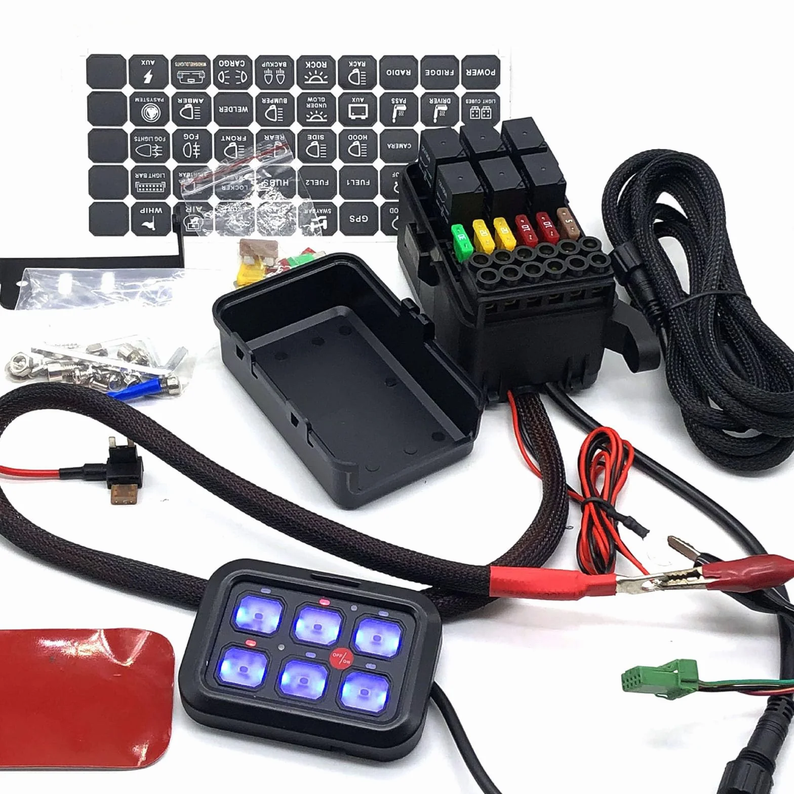 Pannello interruttori 6 bande 12V controllo circuito universale kit intelligente interruttori touch dimmerabili RGB sette colori auto camion SUV camper barca