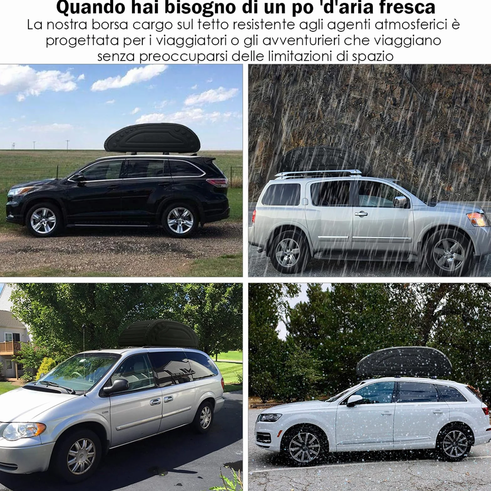 COSTWAY Borsa da Tetto per Auto Impermeabile 14Cu.Ft/400L, Box Tetto Universale Pieghevole con Borsa+ 4 Cinghie Rinforze+ 4 Ganci, Portabagagli per Tutti i Veicoli con/senza Barre Portapacchi
