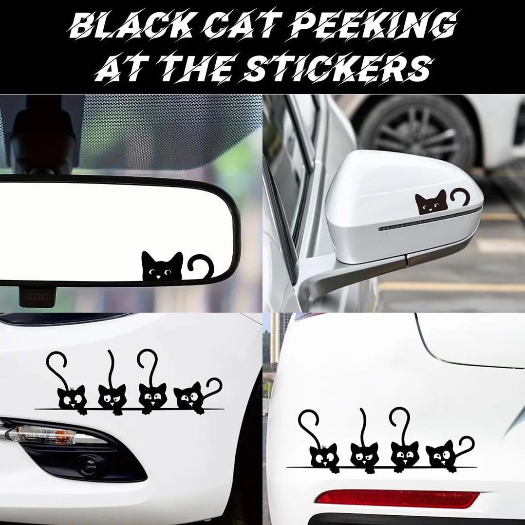 3 Pezzi Adesivi per Auto Che sbirciano Gatto, Che guardano Impermeabili, Riflettenti, Divertenti, Decalcomanie e Autoadesivi, per paraurti, per finestrini dell'auto,Moto,Laptop (Nero)