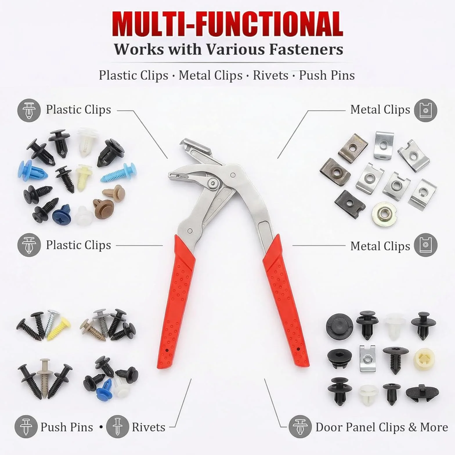 Pinza a clip auto per smontaggio riparazione rimozione rivestimenti pannelli porte cruscotto fissaggi esterni rivetti fibbie