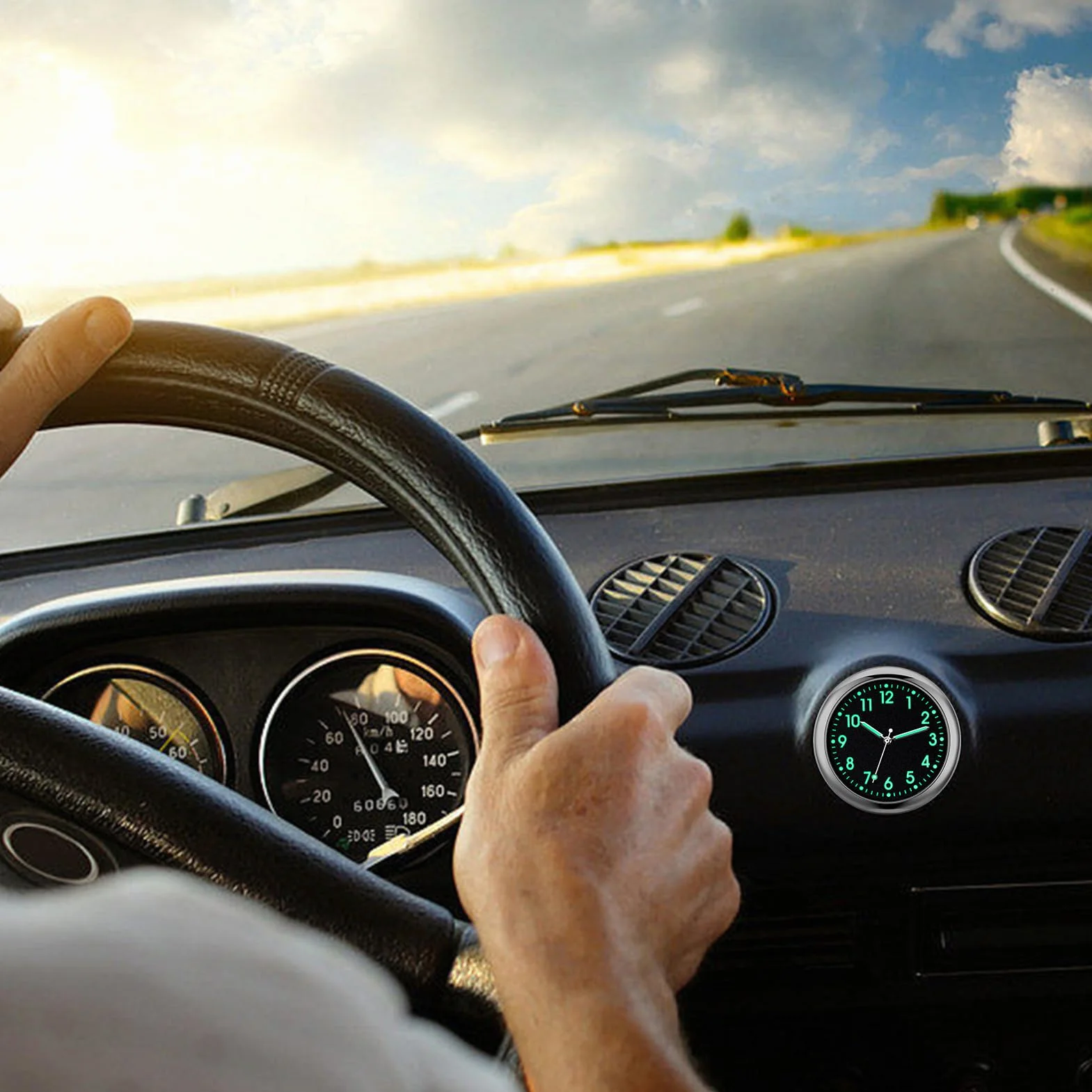 Orologi per auto per cruscotto - Orologio analogico per auto luminoso | Orologi sostitutivi per automobili al quarzo, orologio adesivo per cruscotto 'auto, adesivo per veicoli Birtern