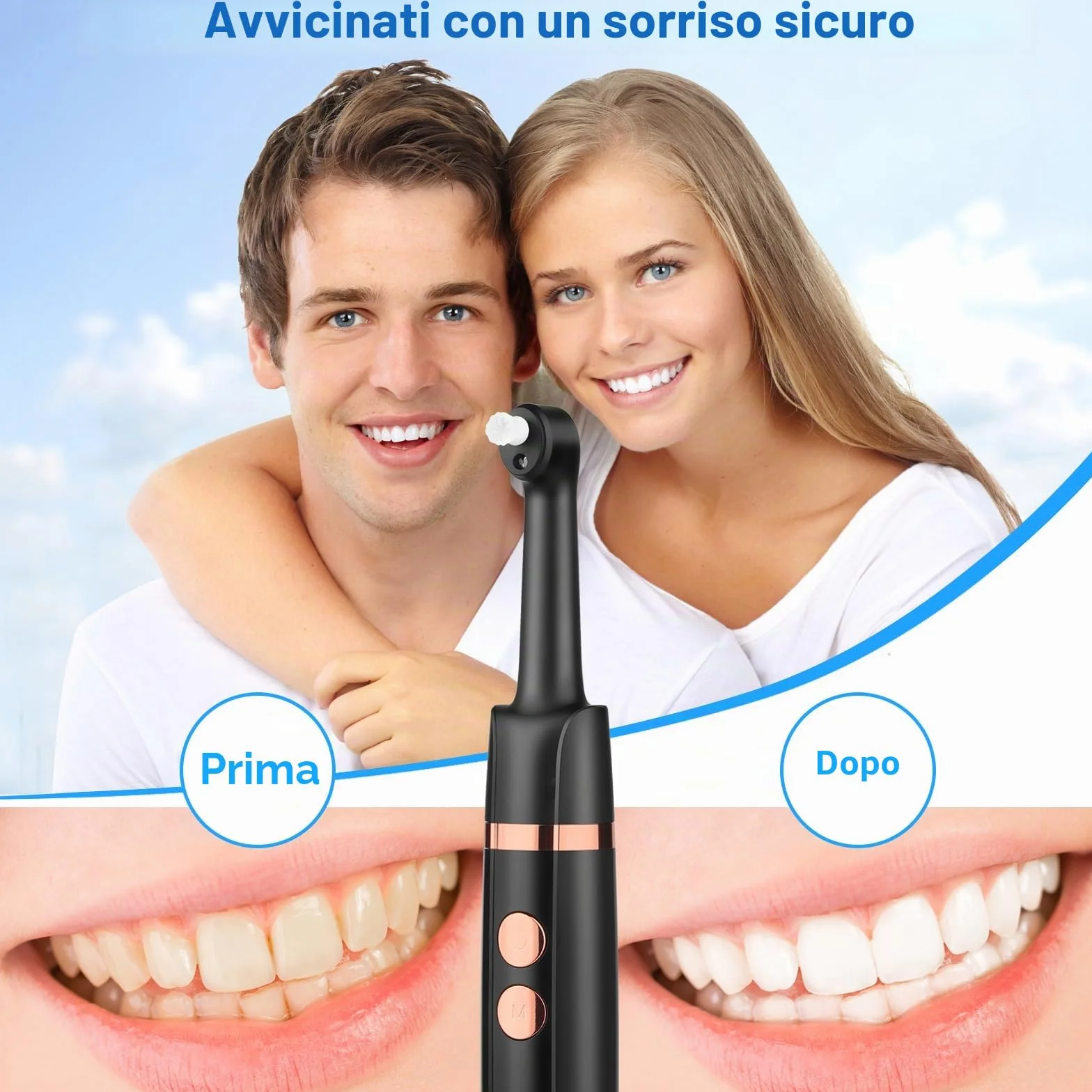 Set di Sbiancamento Denti Rimuovi Tartaro Kit Pulizia Lucidatrice Elettrica per Ridurre Placca