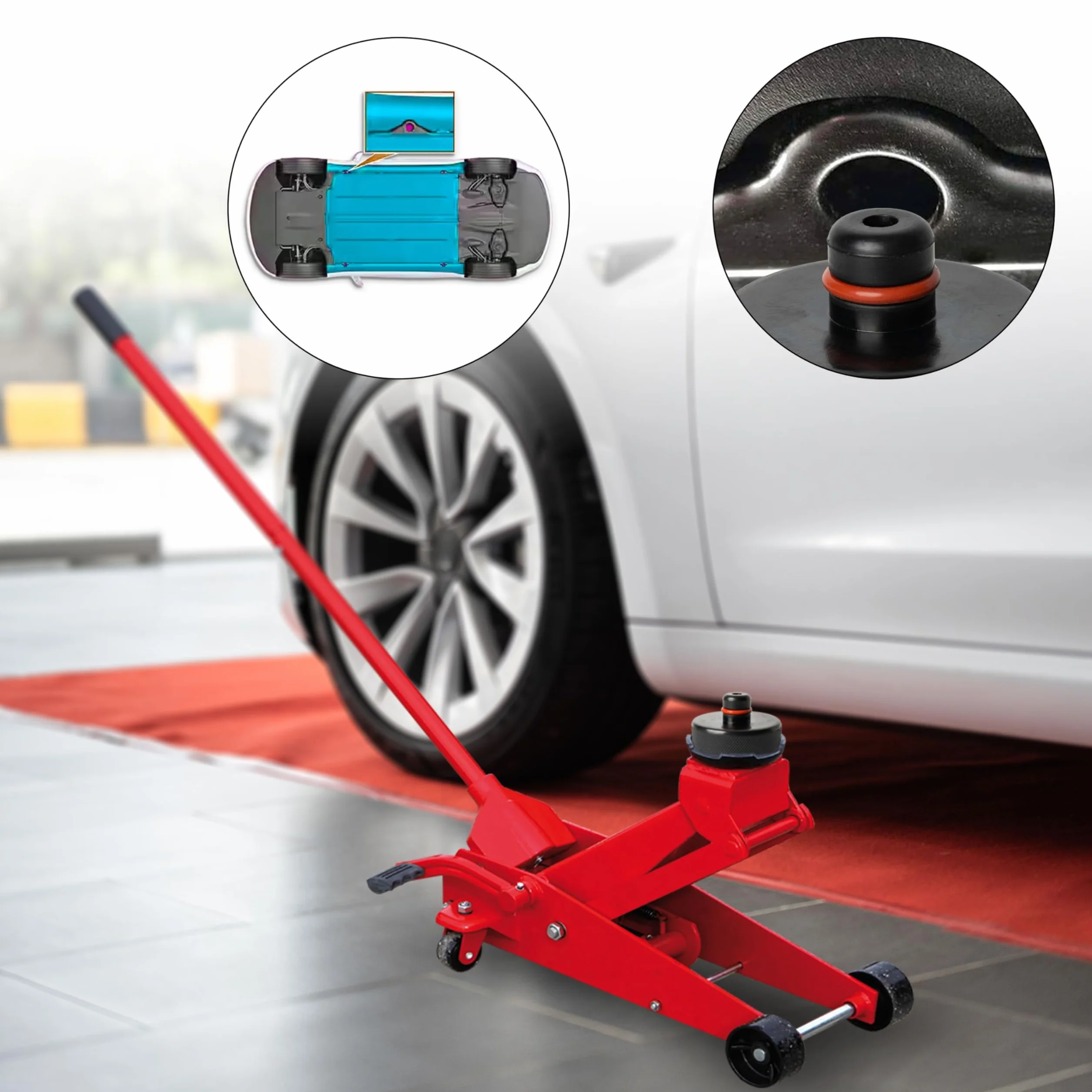 Supporto Universale in Gomma 76 x 25 mm per Martinetto con Blocco Antiscivolo per Tesla Model 3 Y S X