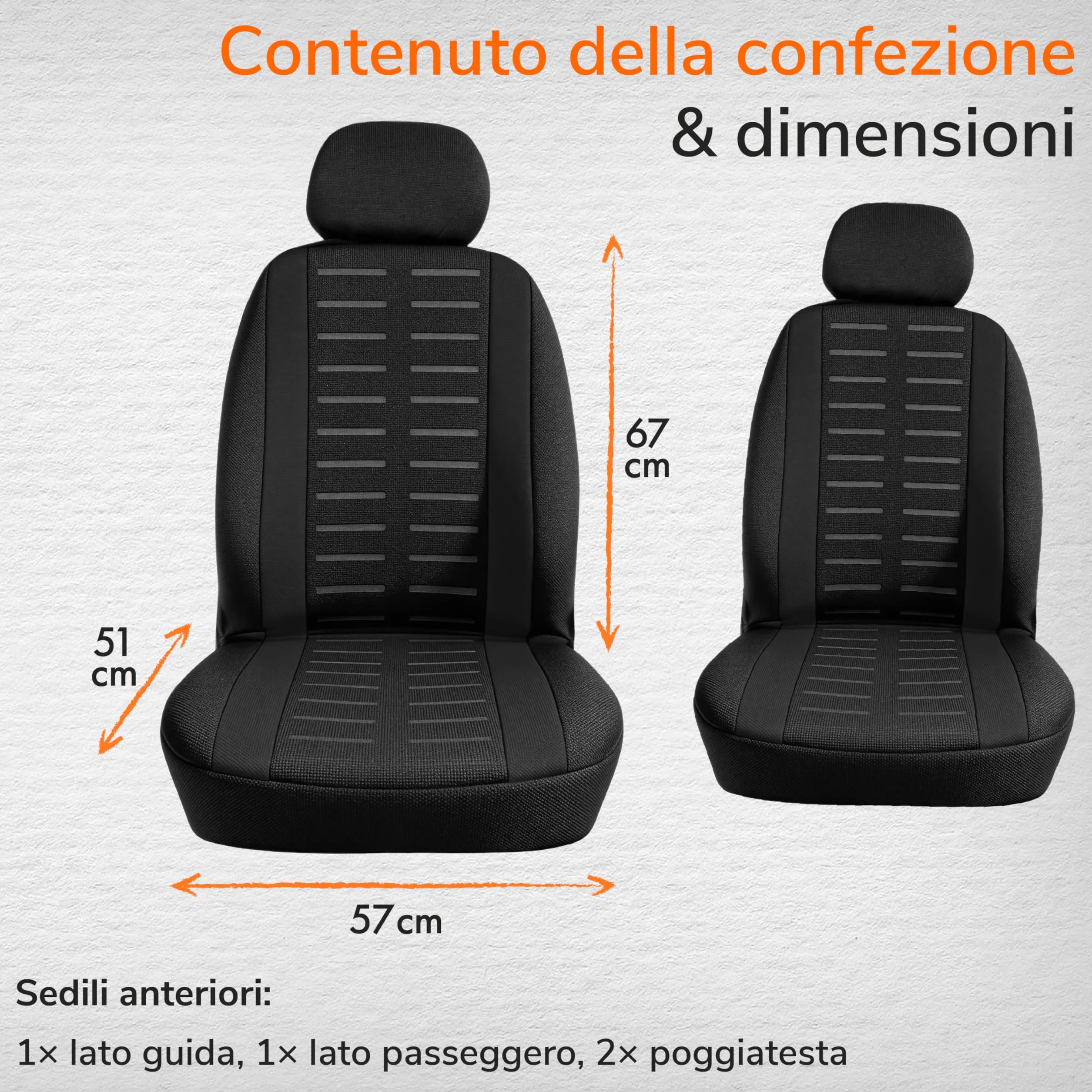Coprisedili Anteriore Upgrade4cars Set 2026 | Coperture Universali in Nero per Auto