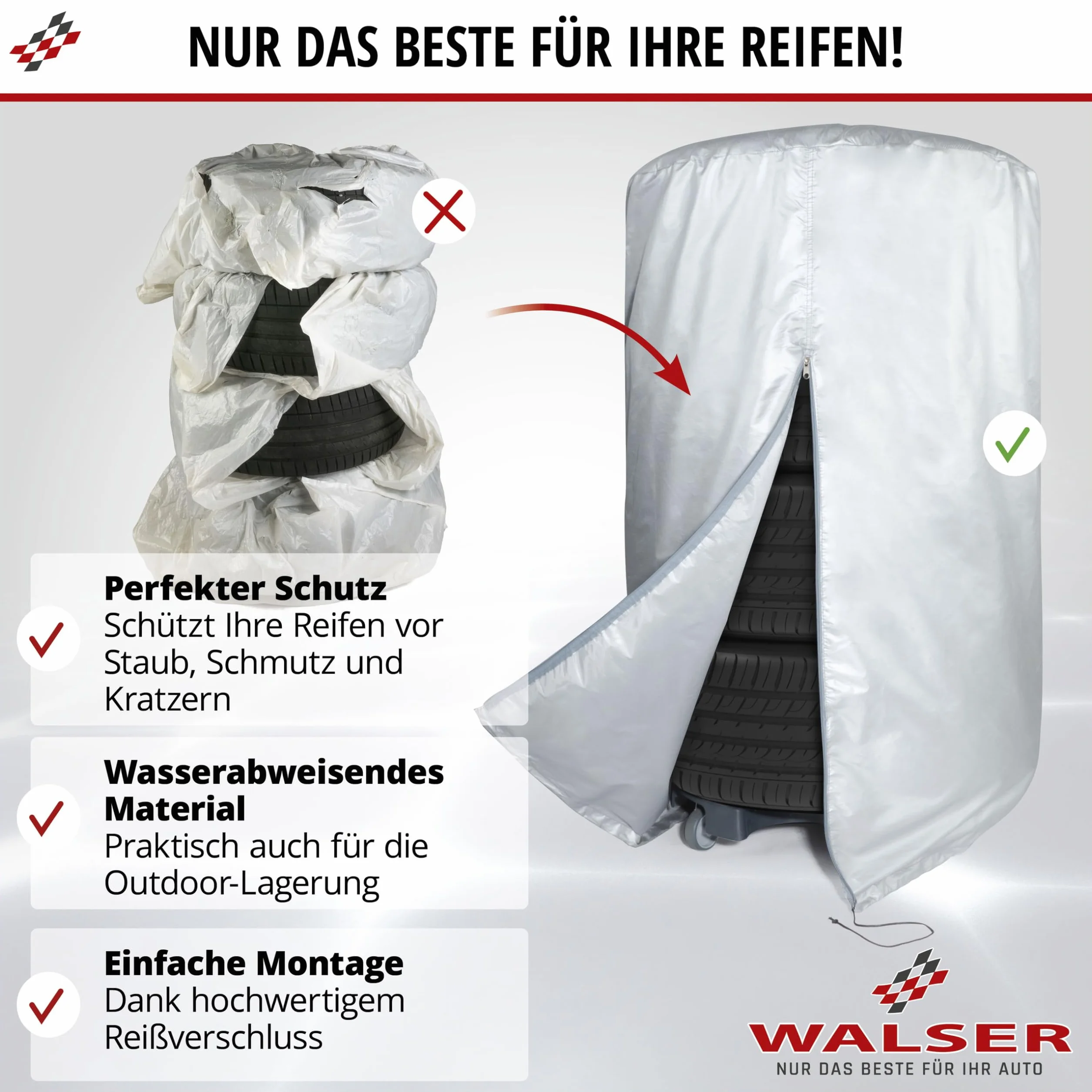 Walser Borsa per Pneumatici Auto Argento 17-18 Pollici