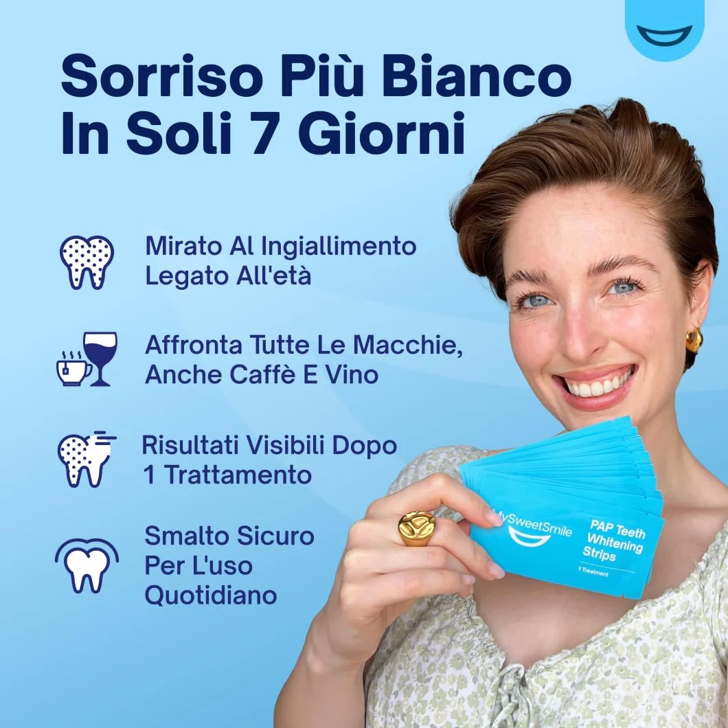 MySweetSmile Strisce sbiancanti per denti Pap - 42 senza perossido - 21 trattamenti - Gusto menta