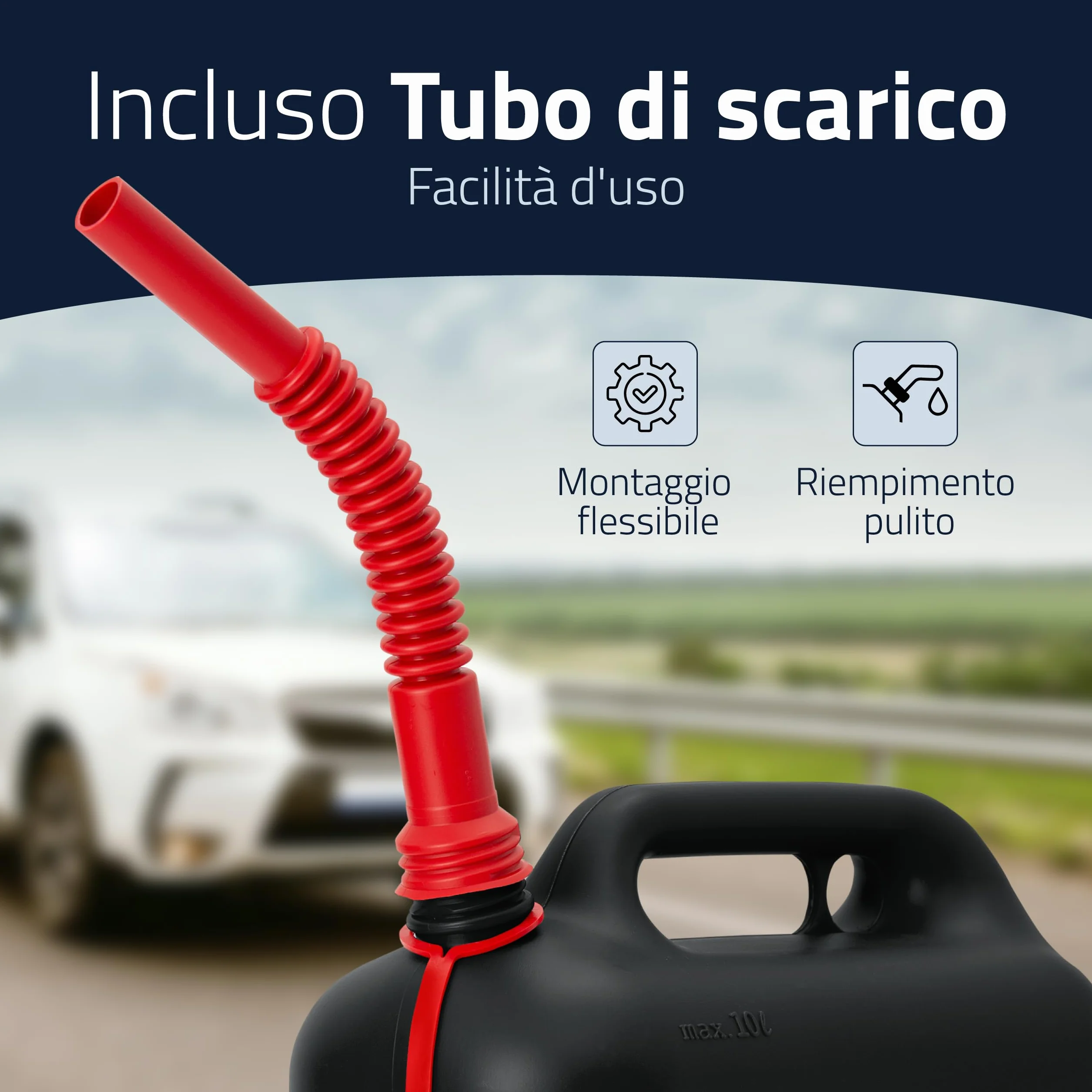 Hünersdorff Tanica carburante 10l STANDARD 812800 benzina diesel omologata UN nero