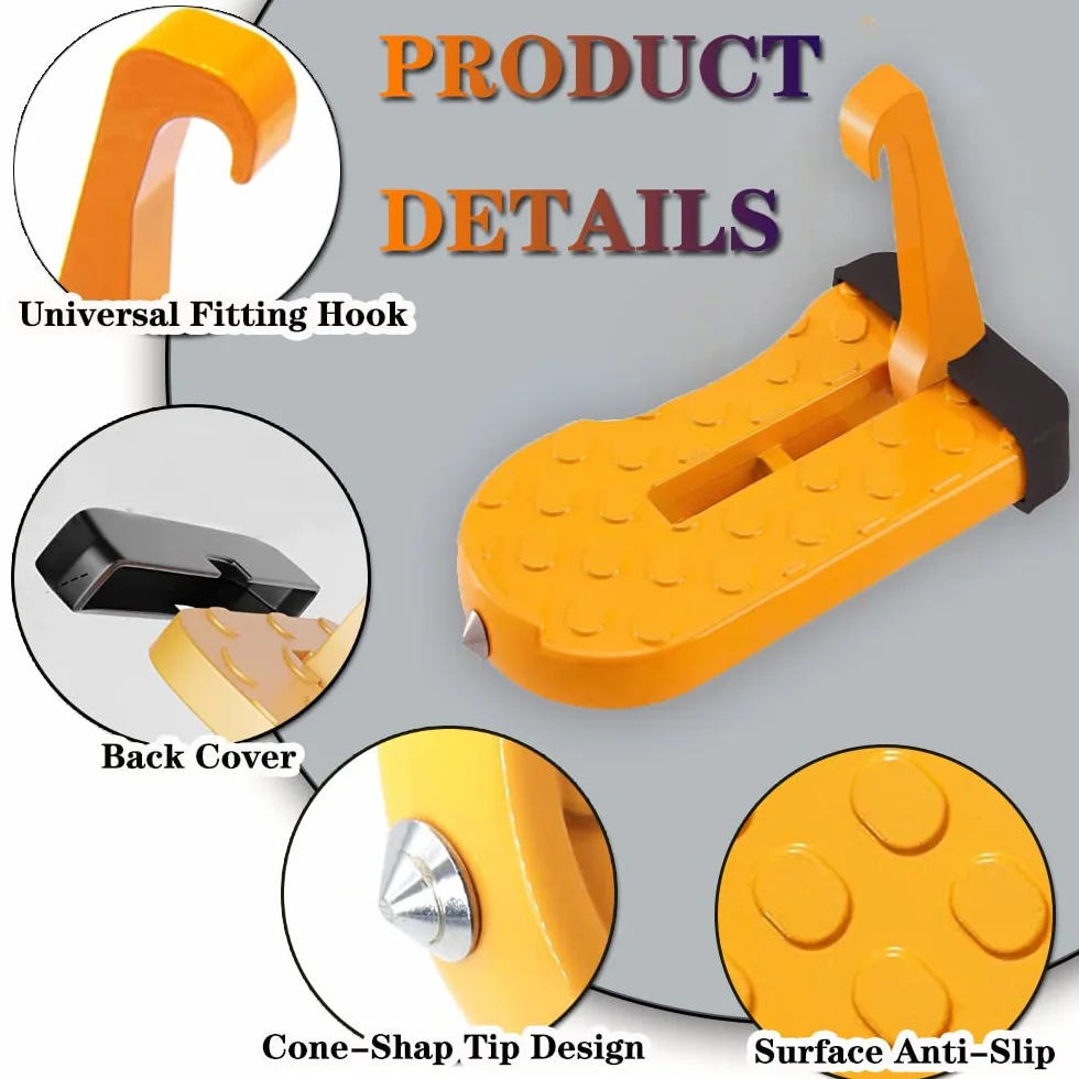 Universal Car Door Latch Step, Pieghevole Car Roof Rack Step con vetro window Breaker, facile accesso al tetto per la maggior parte dell'automobile, SUV, carico massimo 400 LBS (Arancia)