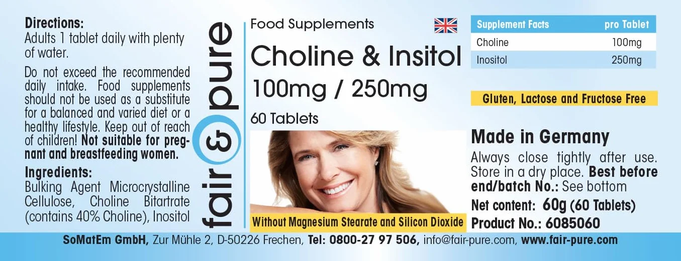 Fair & Pure Colina Inositolo 100 mg 250 mg 60 Compresse Vegan