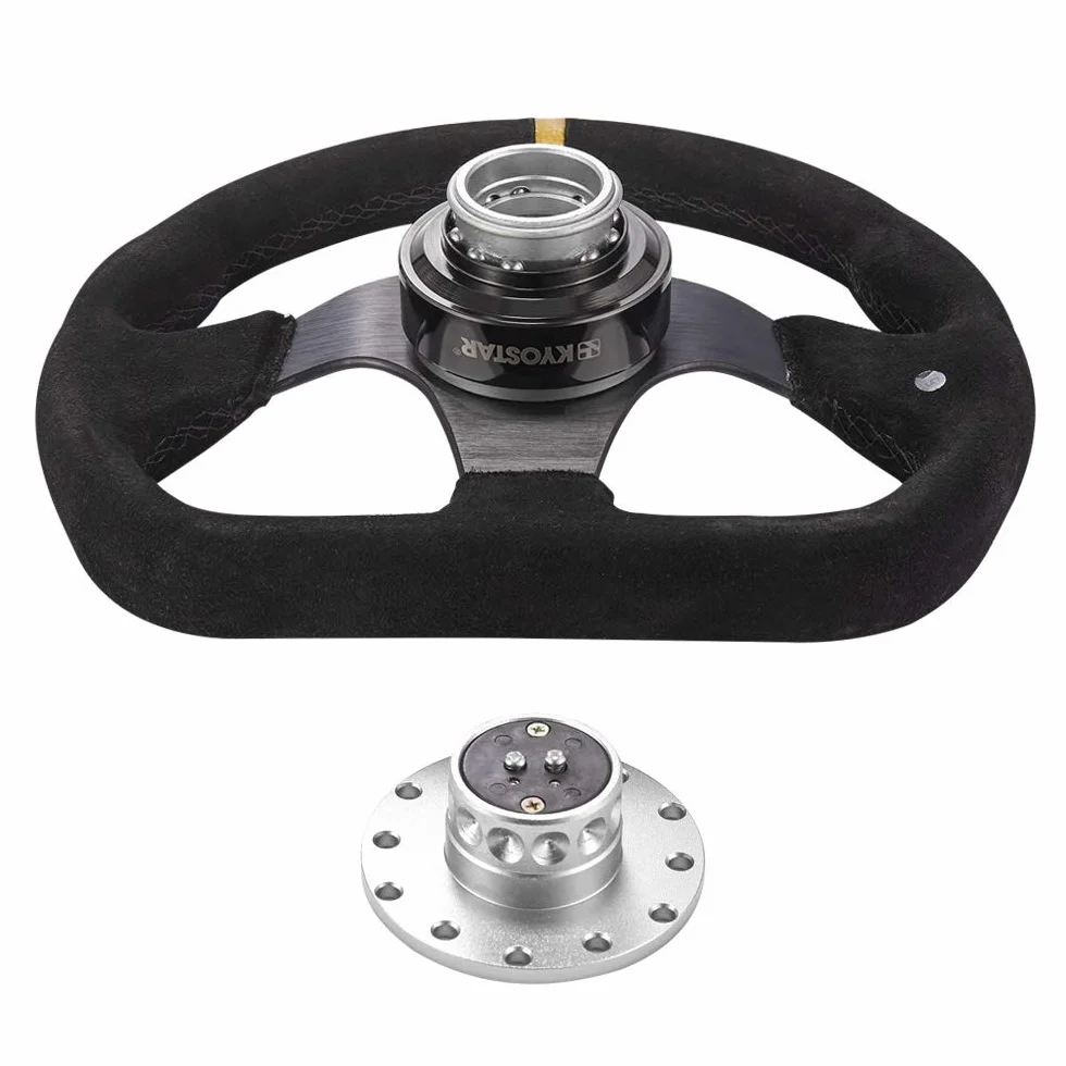 Kyostar Kit Boss con Adattatore Quick Release per Volante in Titanio e Nabe in Alluminio Argento
