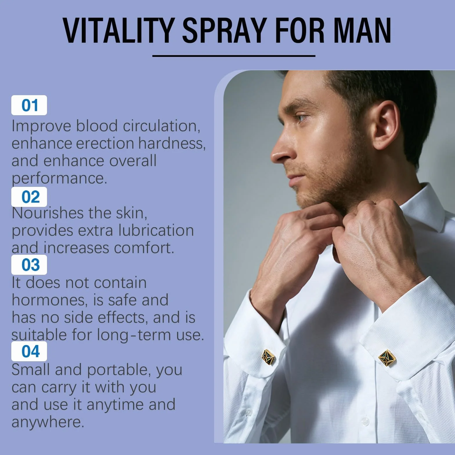 Spray da uomo supporto durata più lunga letto formula leggera rinfrescante nutre pelle