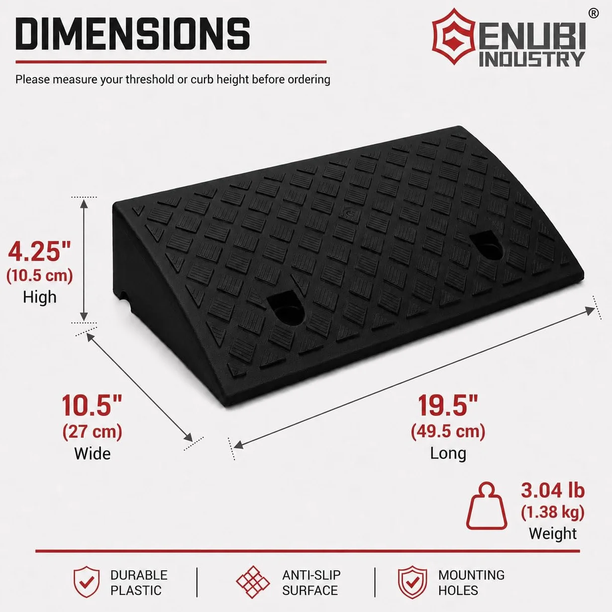 Frenare Rampa,Portatile Leggero Robusto Plastica Soglia Rampa per Vialetto,Dock di Carico,Marciapiede,Auto,Scooter, Bici, Moto