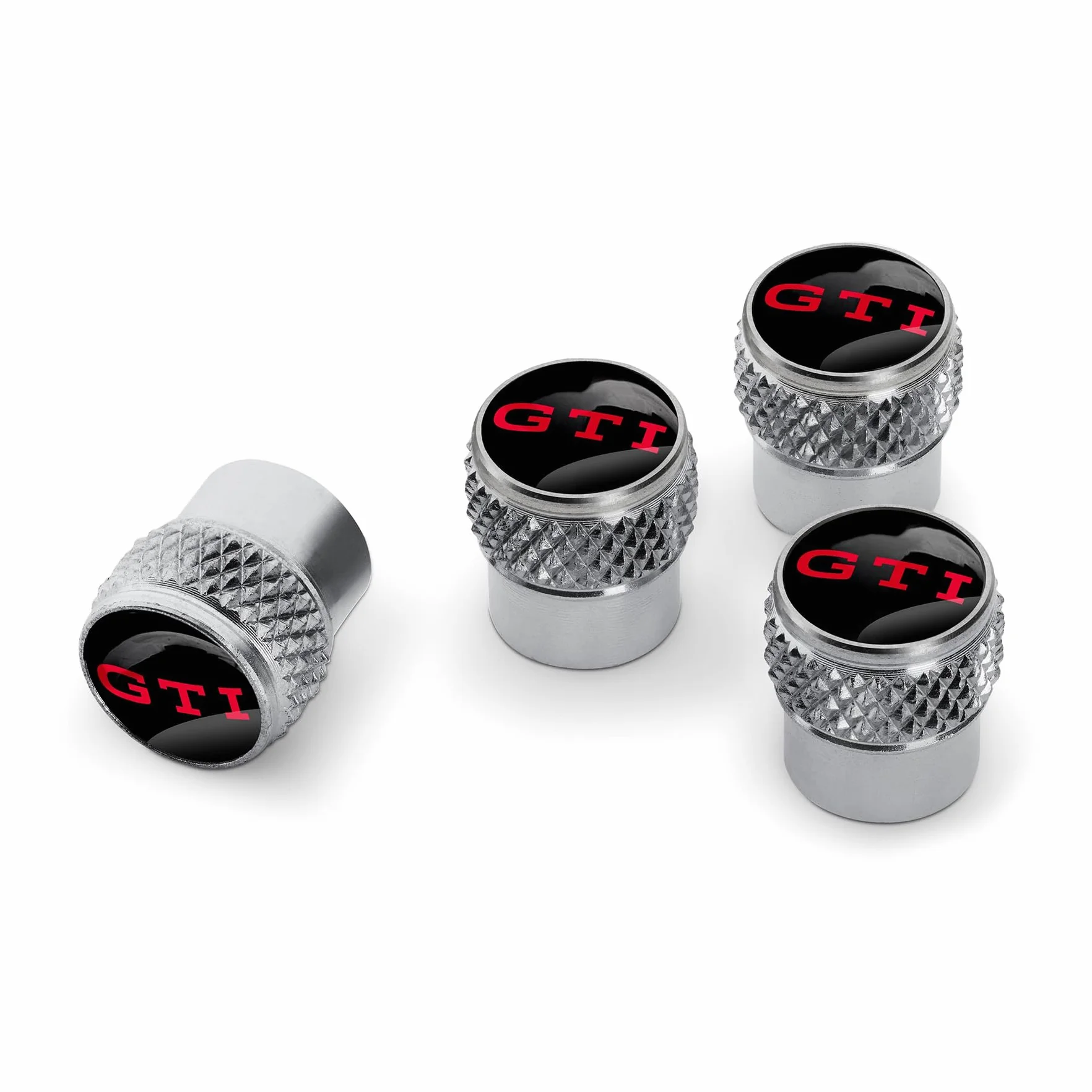 Volkswagen Tappi Valvola GTI Originali Gomma Ottone Nichelato Set 4 Pezzi Nero Rosso Argento