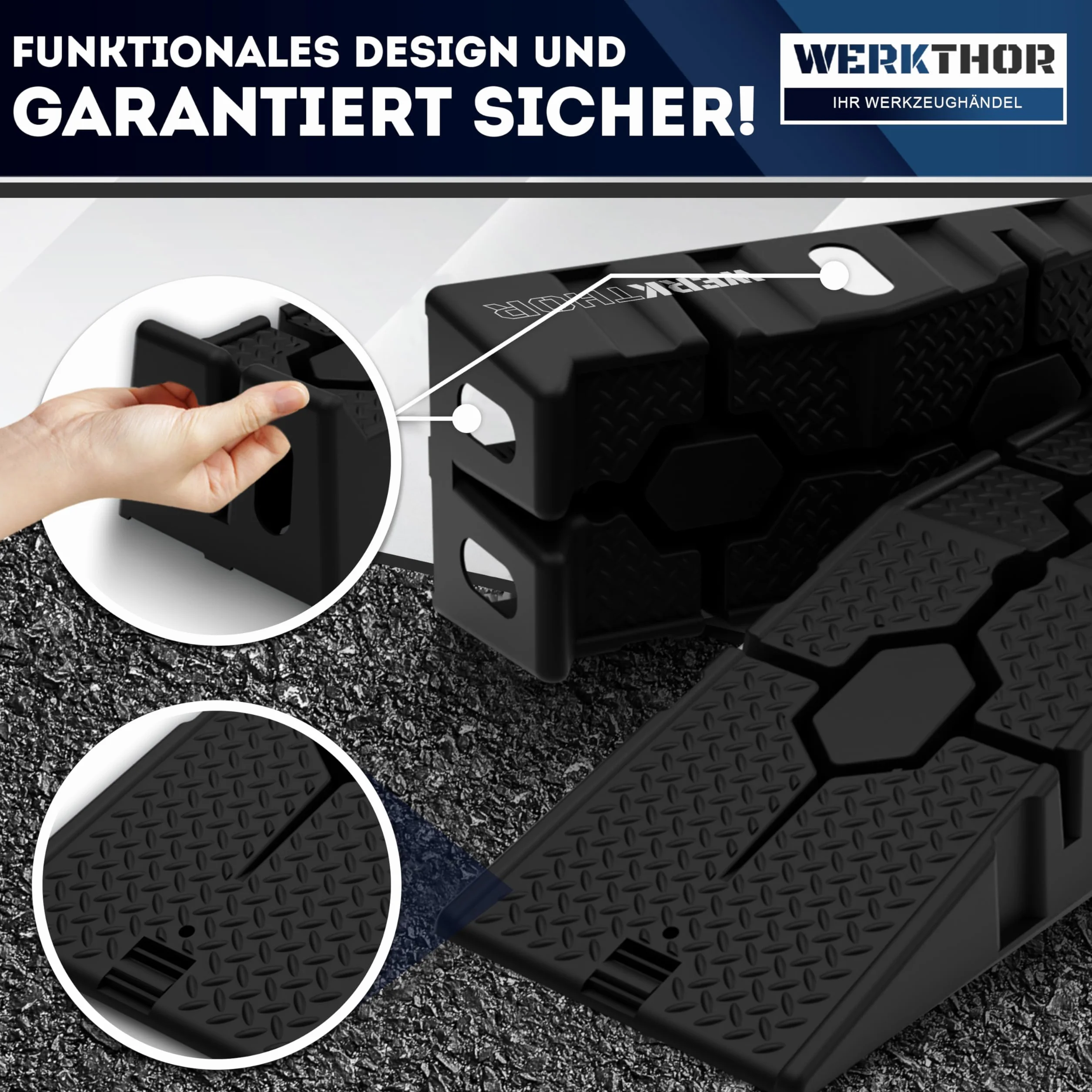 WERKTHOR Rampa di carico per auto extra piatta set da 2 pezzi fino a 2.500 kg