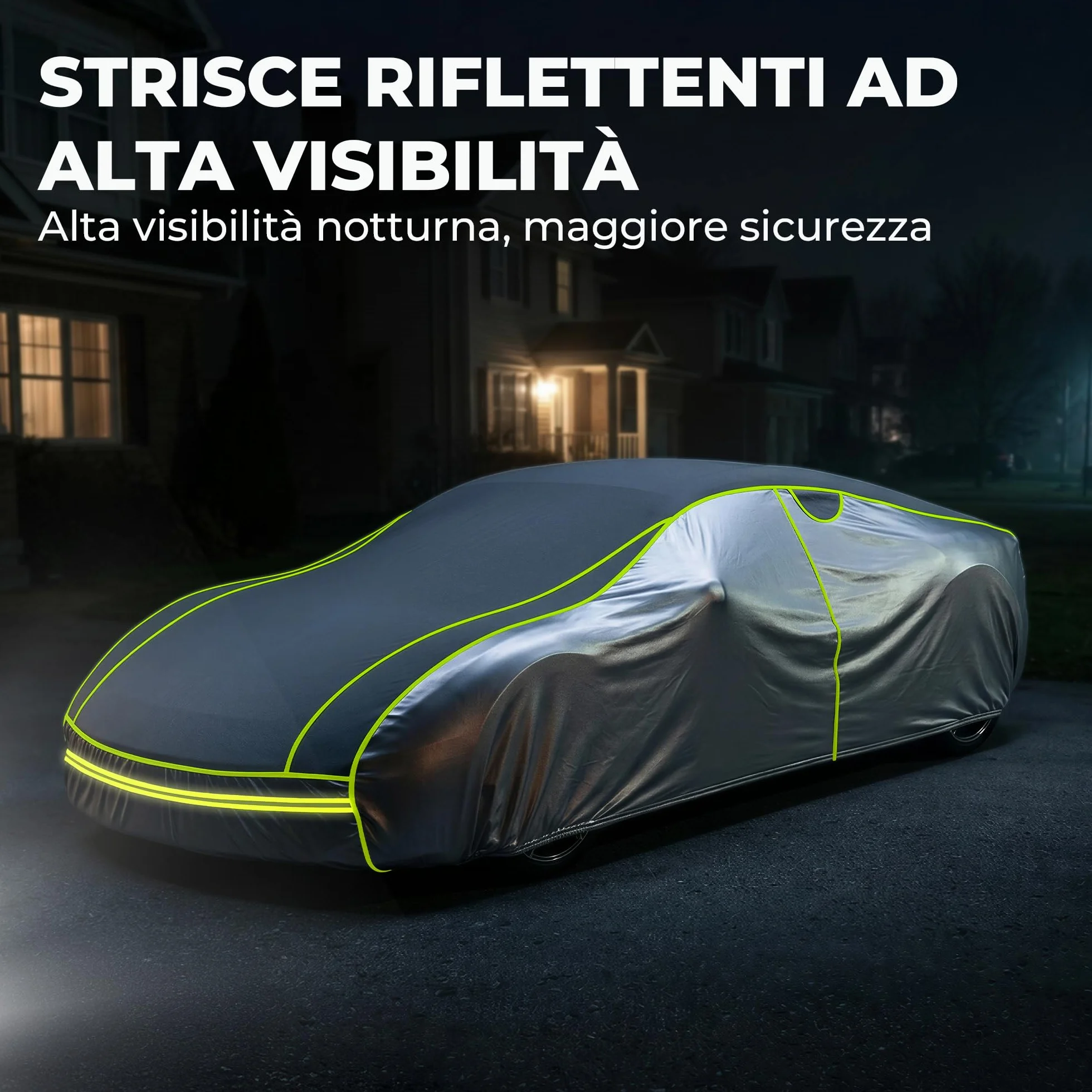 Telo Antigrandine per Auto Imbottito Spesso Impermeabile con Zip Laterale, Copriauto 3 Strati EVA Antiurto, Protezione UV Pioggia Neve Vento (AUTO L:483 * 178 * 120 cm)