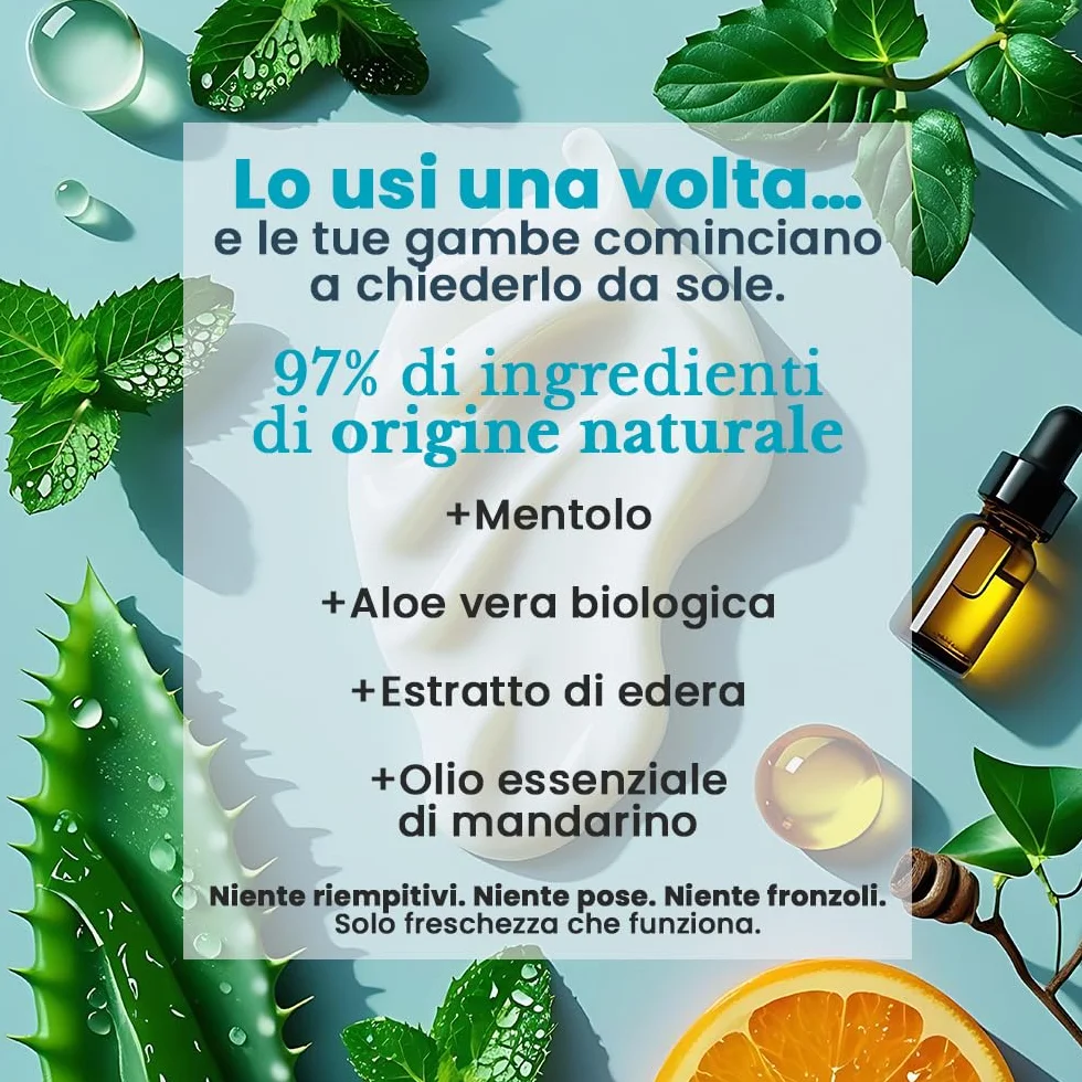 Ritalia Crema Gambe Gonfie Criogel Effetto Freddo 500 ml, per Gambe Pesanti, Circolazione e Microcircolo, Assorbimento Rapido