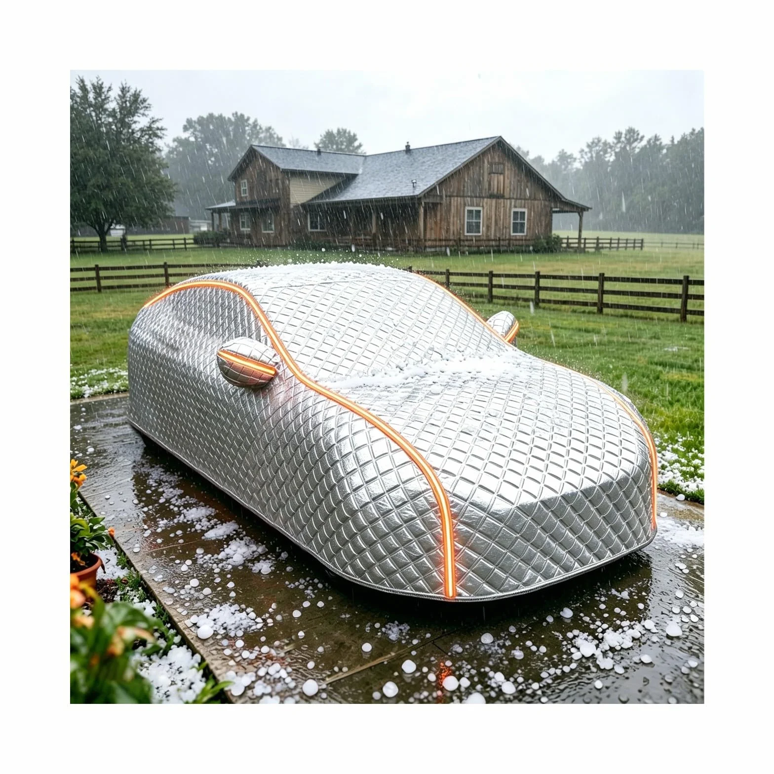 Telo Auto Antigrandine Per MG ZS 2017-2025,Telo Copriauto Anti-Grandine Esterno Imbottito Impermeabile Copertura Accessori per Auto Copri Macchina Antigrandine