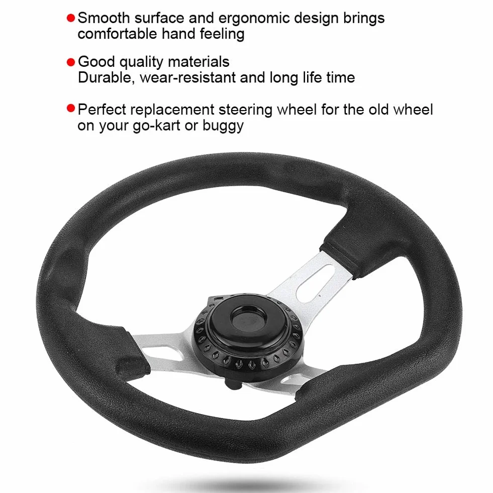Volante Sportivo per Smart + di Akozon, Volante con Cappuccio, Volante 10,6" per Go-Kart, Accessorio per Carrello con Cappuccio, Nero, ABS, Universale per Go-Kart
