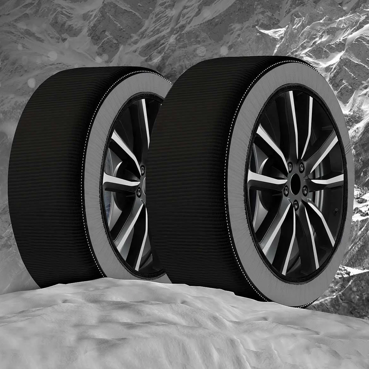 A2ZWORLD Catena da Neve Tessile per Pneumatici, Calze da Neve per Auto, Omologate EN 16662-1, Colore Nero, Misura (L)