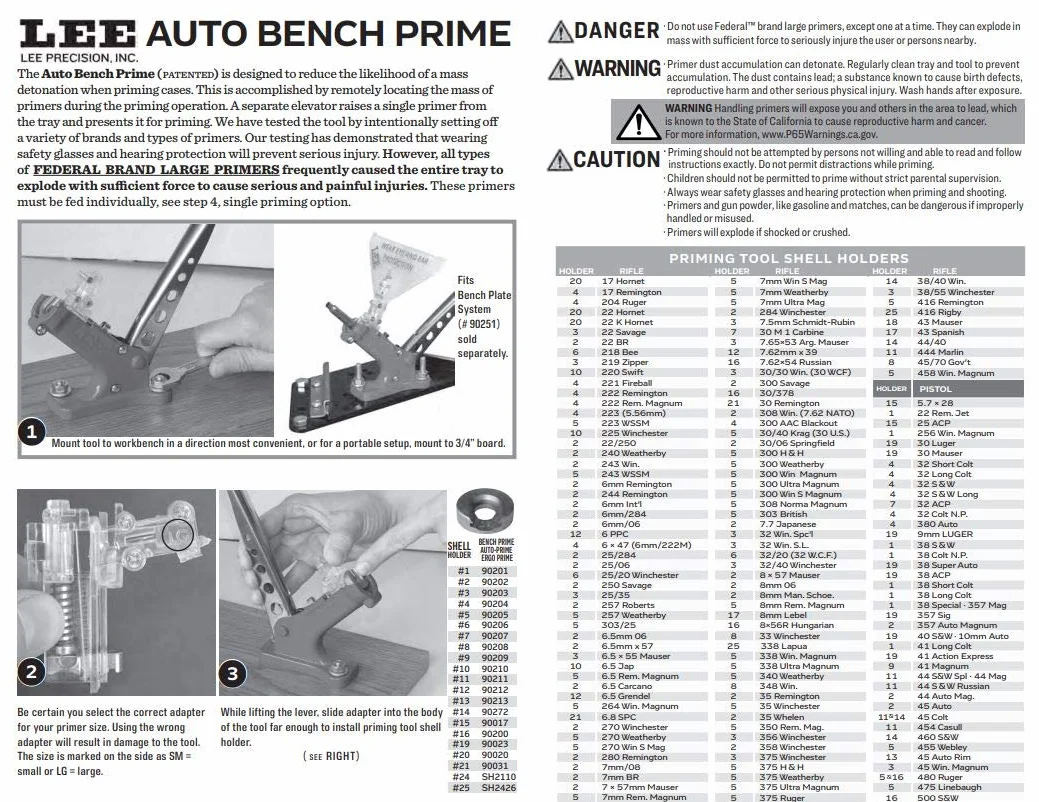 Lee Precision 90700 Strumento Automatico di Adescamento del Banco