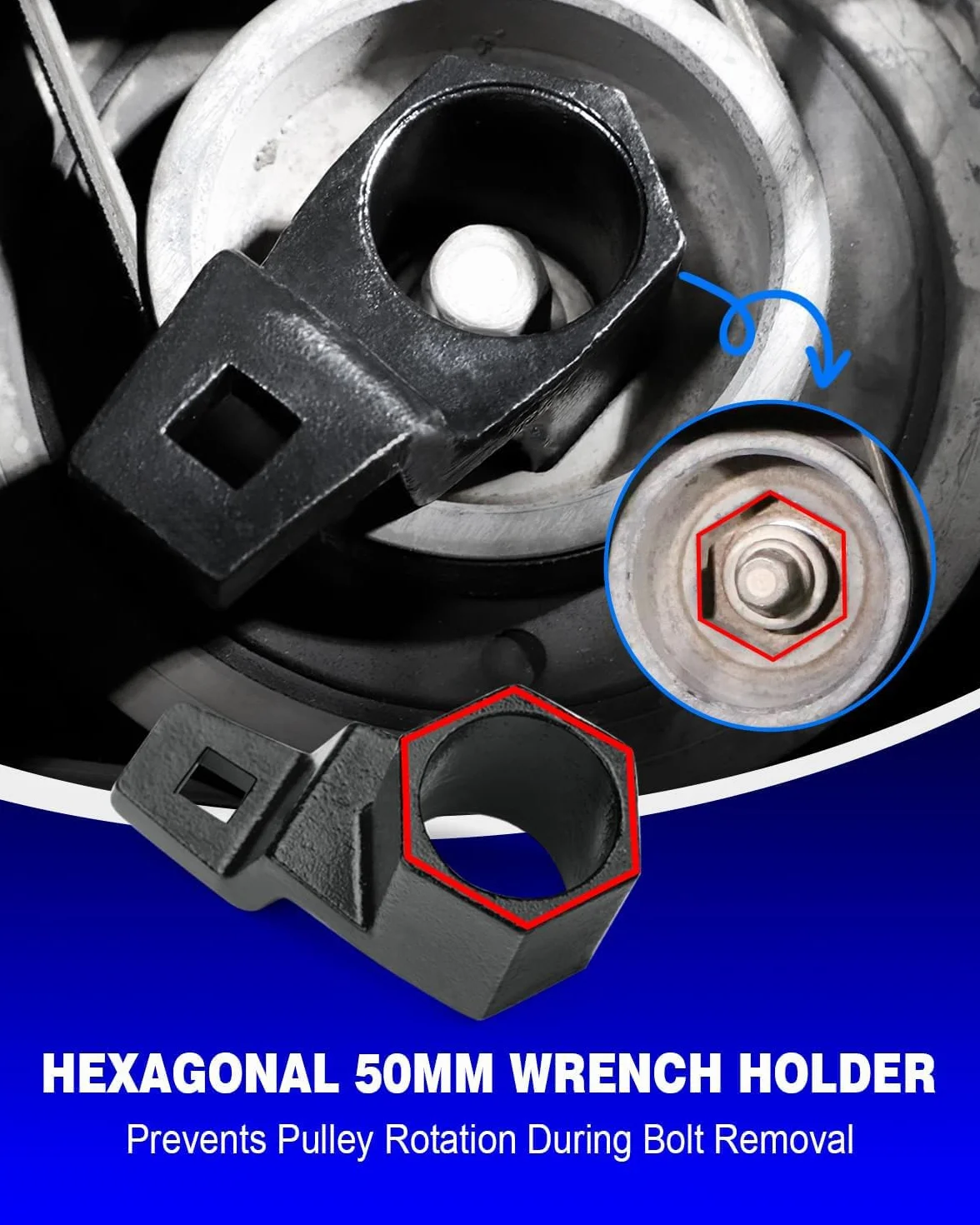 Greluma Kit di Chiavi di Supporto per puleggia dell'albero Motore da 50 mm e Chiave per la rimozione dell'utensile per l'equilibratura Armonica da 19 mm, Compatibile con Motori Honda e Acura.
