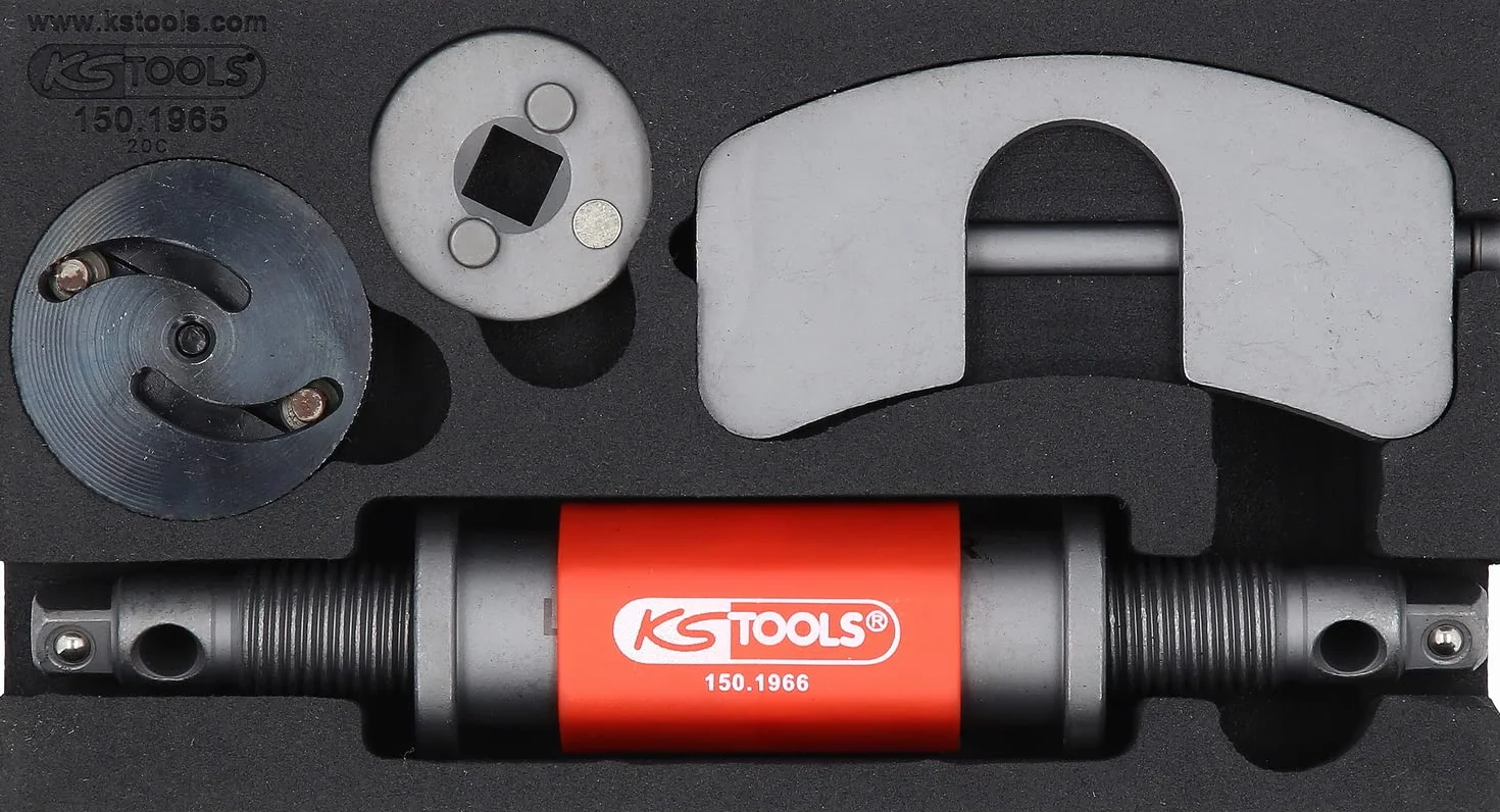 KS Tools 150.1965 Dispositivo di pressione e rotazione universale, 4 pz.