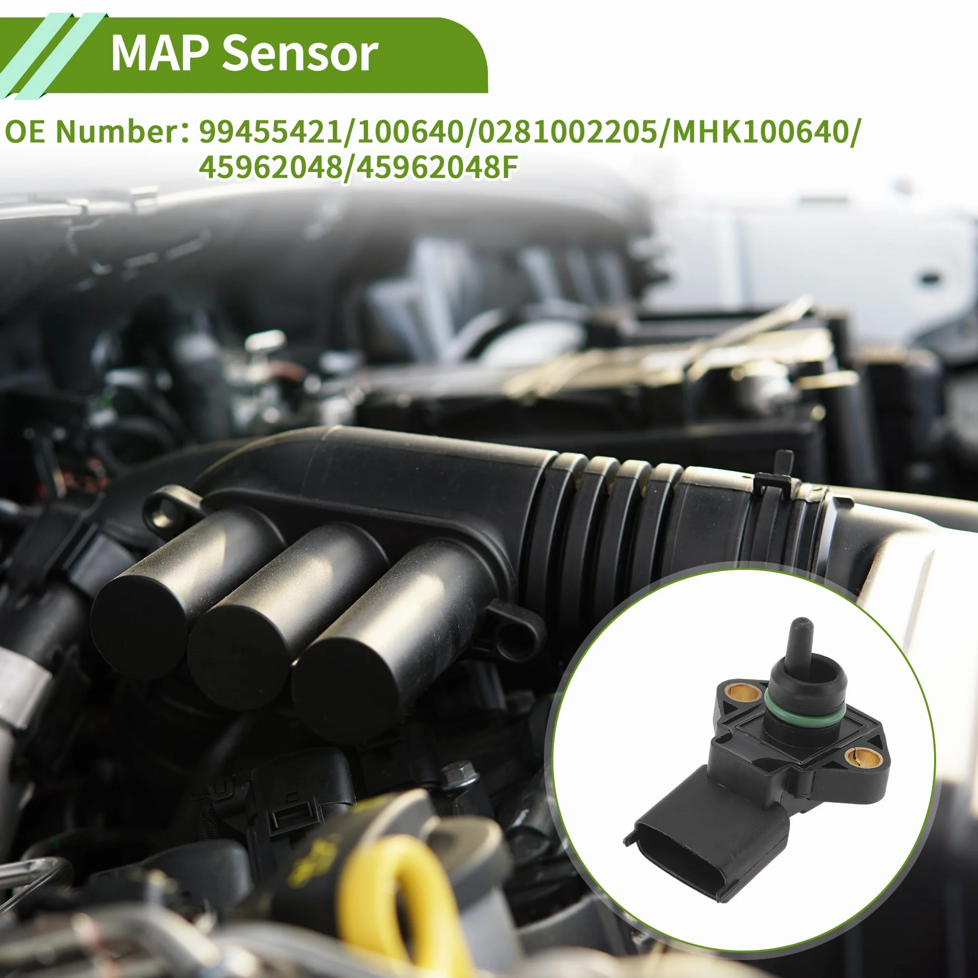 Collettore Assoluto Pressione Mappa Sensore per Land Rover Discovery M k Ii 2.5 Td5 4x4 1998-2004 No.99455421/100640/0281002205/Mhk100640/45962048 1 pezzo