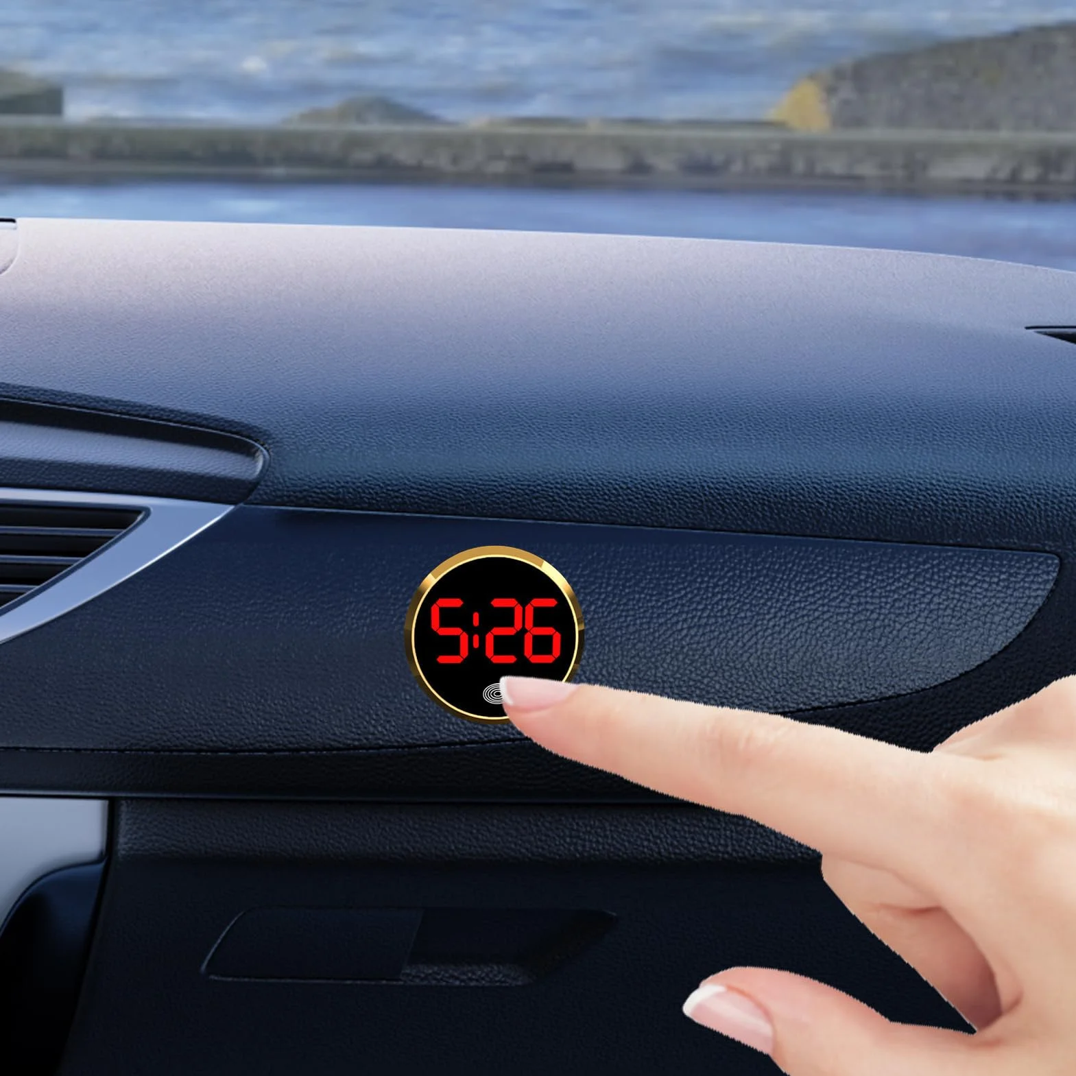 Orologio Da Cruscotto Per Auto, Mini Orologios Digitale, Orologio Rotondo Pers Presa D'Aria Con Controllo Tattile, Per Auto Veicoli, Camion, Camper E Casa