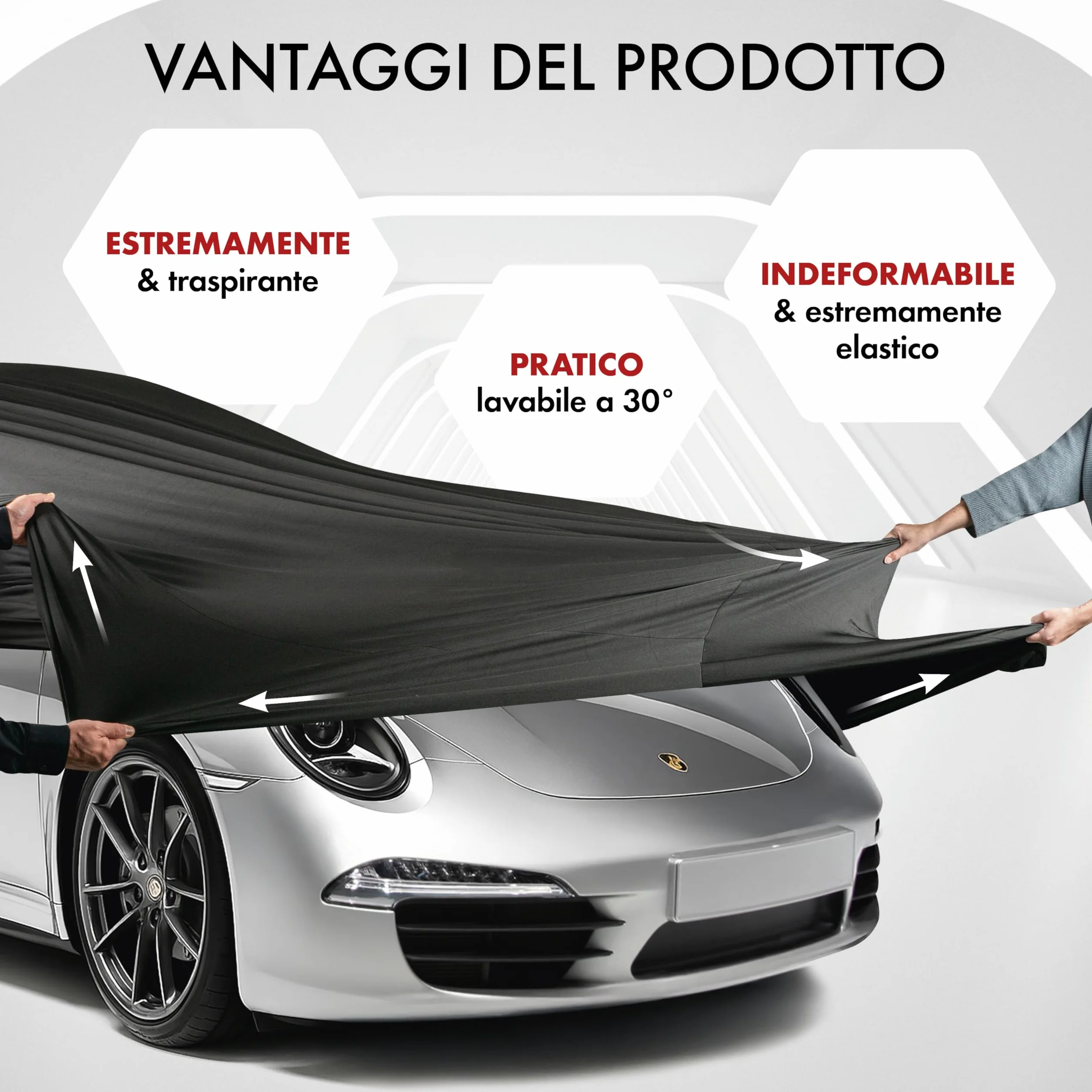 WALSER Telo Copriauto da Interno Elasticizzato Indoor Stretch - Morbido e Antipolvere, Copertura Protettiva per Auto, Protezione Completa in Garage Misura 2 nero