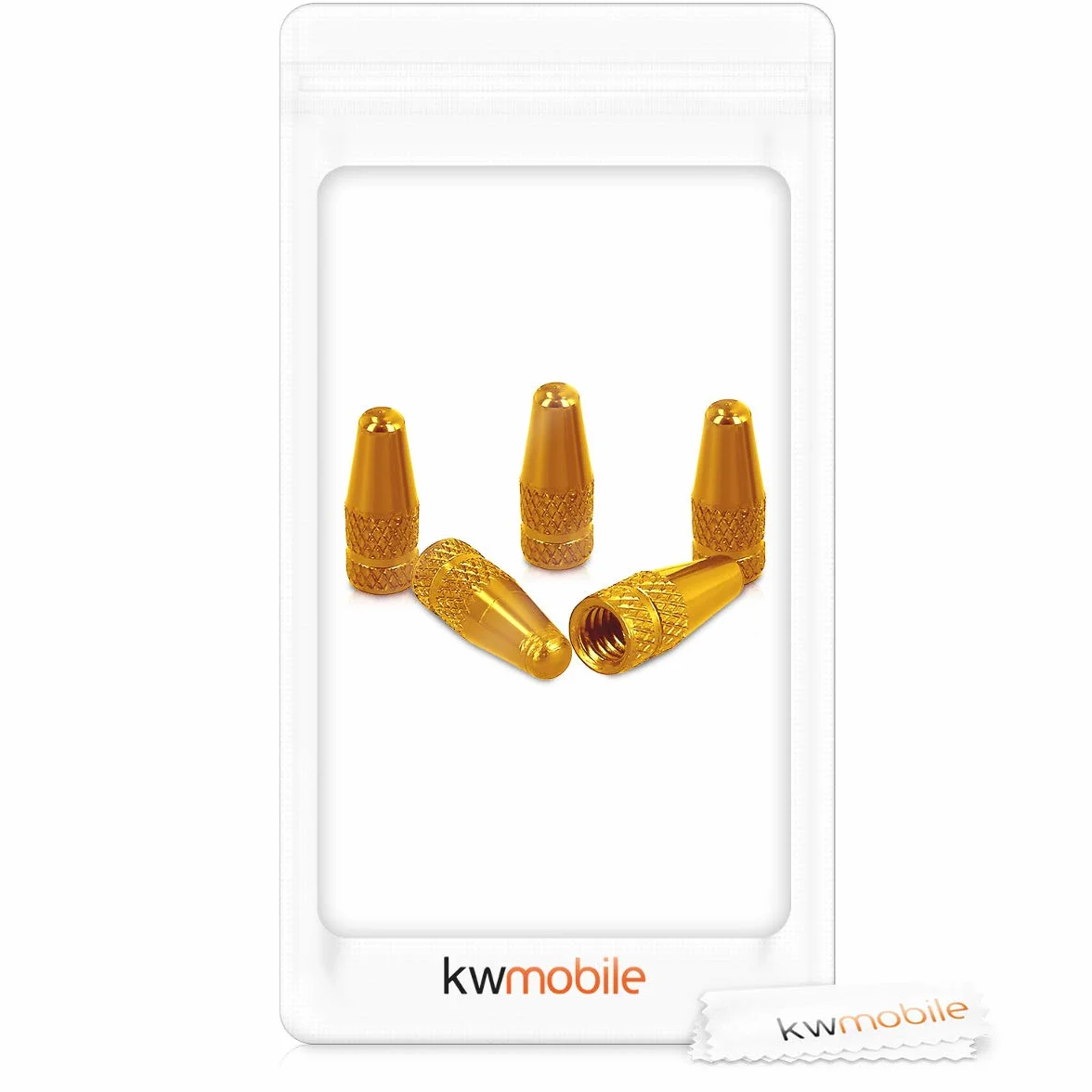 kwmobile 5X Coprivalvola Bici in Metallo Oro - Tappi Copri valvola per Bicicletta Mountain-Bike