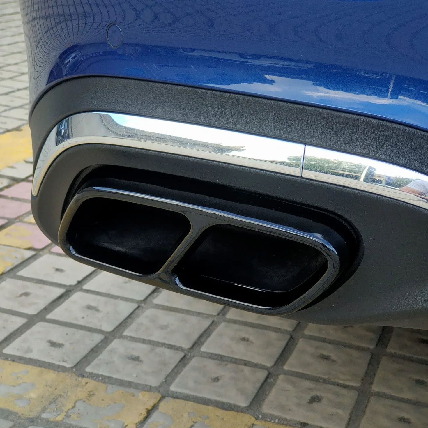Diffusore di scarico cromato acciaio inox 2 pezzi nero per Classe C W206 T S206 AMG Line 2022