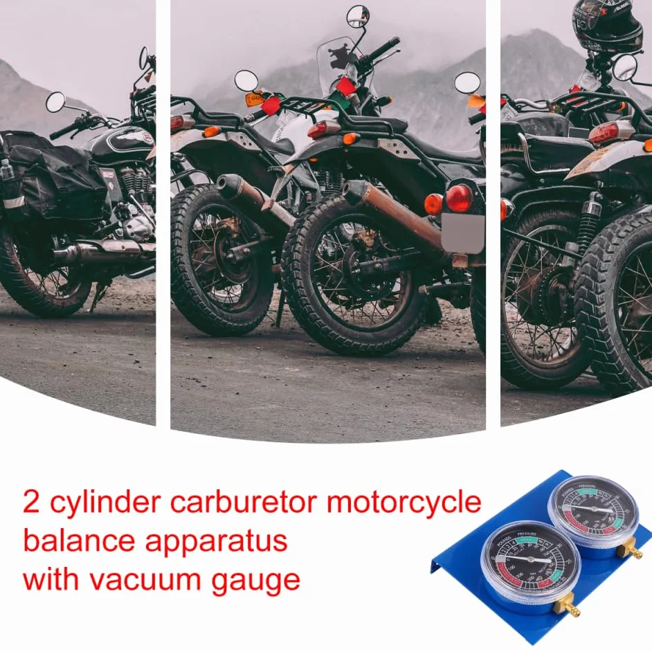 Cabilock Bilanciatore del Misuratore del Vuoto Carburante a 2 Cilindri per Motociclette, Manometro Vacuum Doppio Base Robusta per Sincronizzazione e Bilanciamento Motore