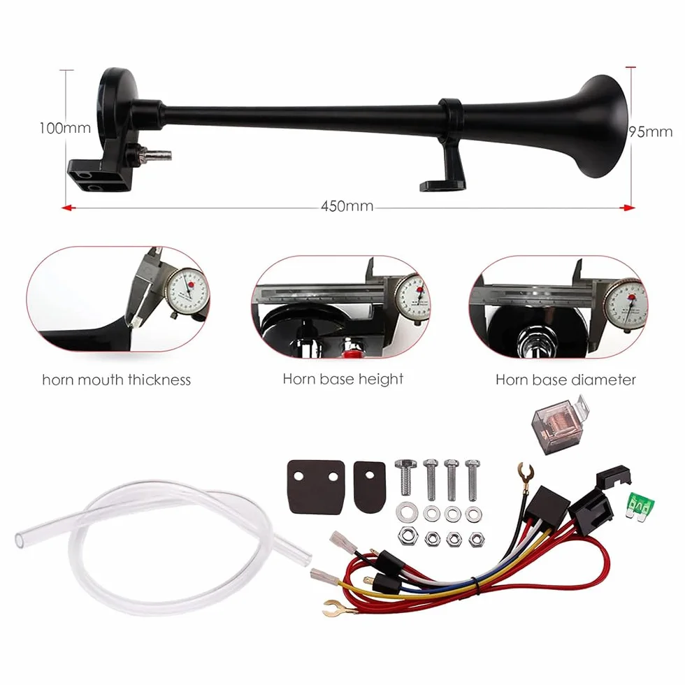 NEWFUN Tromba Camion 12v, Clacson 12v, Trombe Auto 12v, 12V 150dB Air Horn, Rivestimento Elettroforetico Catodico, per Autocarri Auto Tricicli Barche Ecc (Compressore Incluso Nel Kit)