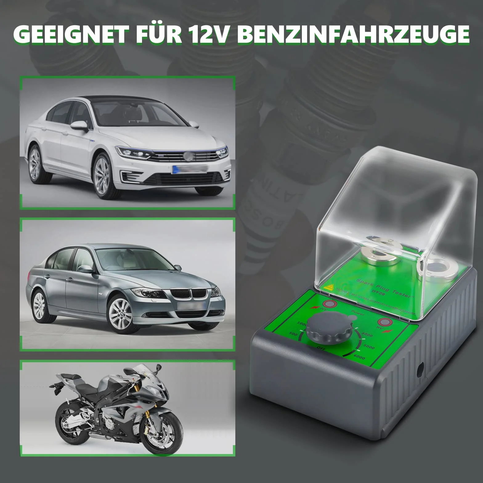Tester per candele auto 220 V con presa a due fori regolabile e coperchio trasparente