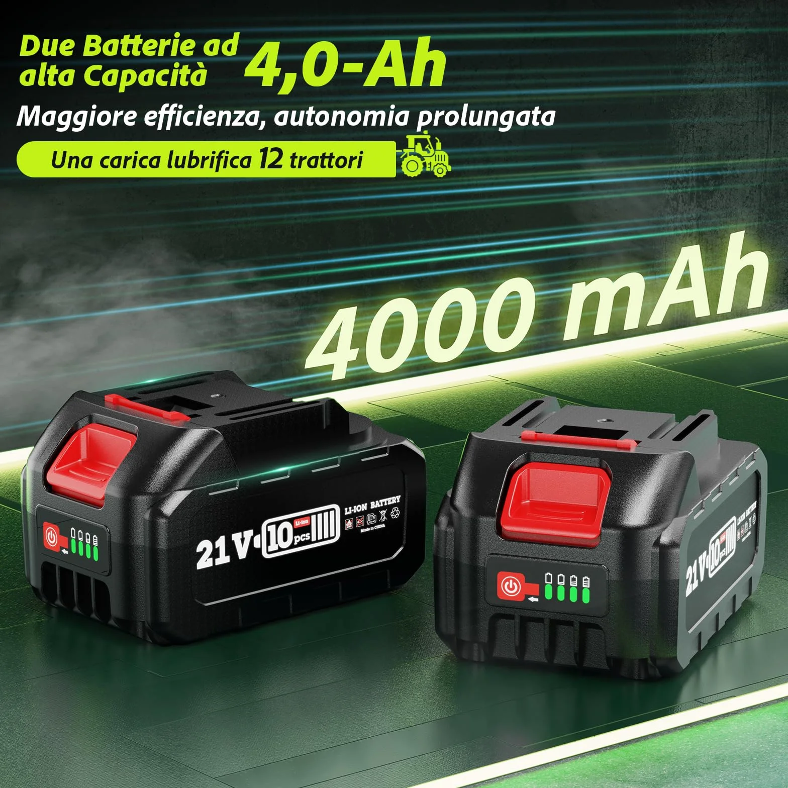 TaskStar Ingrassatore 2-in-1 con 2 Batterie da 4000 mAh, [Molto più Facile da Usare] Ingrassatore a Batteria con Adattatore per Ingrassatore a 90 Gradi, Pistola per Grasso con Luce LED Luminosa