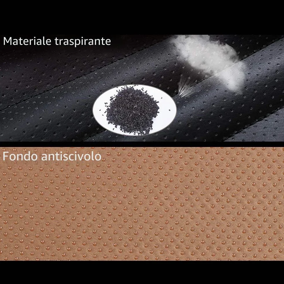 Coprisedili Universale Auto Pelle per Sedile Anteriori Senza Schienale, Super Traspirante Carbone di bambù, 20.8 x 20.1" (2 Pezzi, Nero)