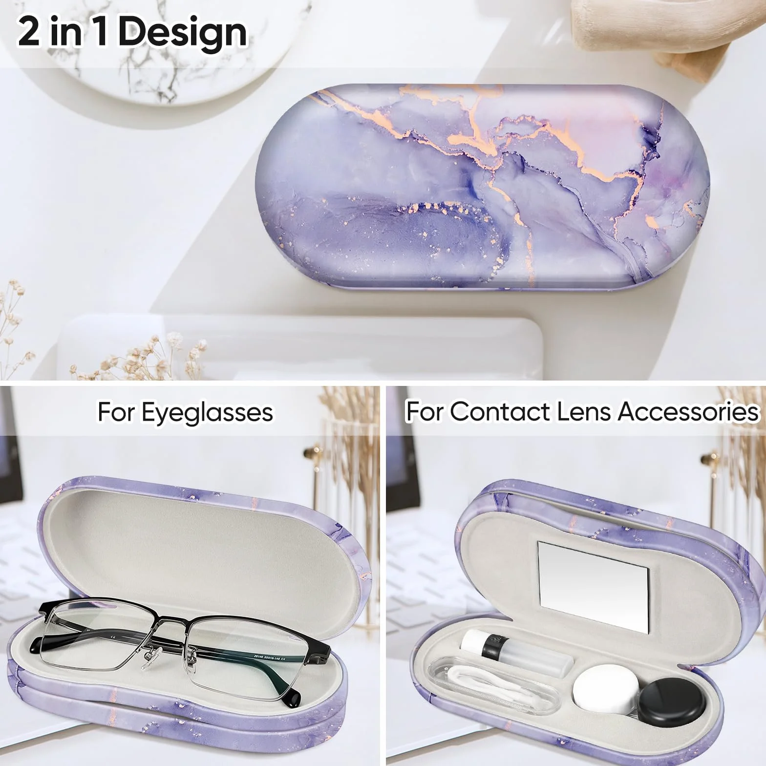 FINTIE 2 in 1 Porta Lenti a Contatto Custodia da Viaggio con Specchio Integrato