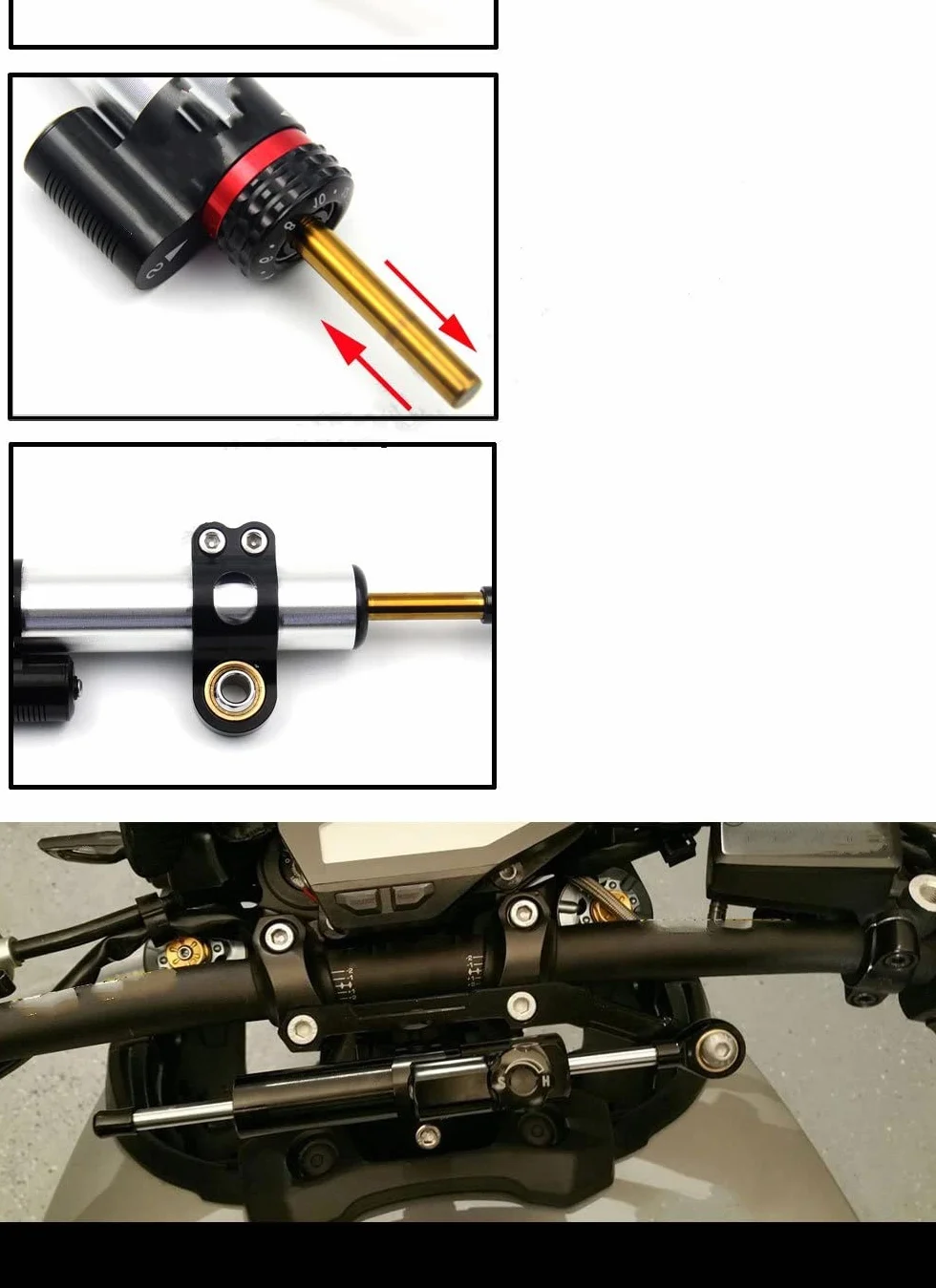 Ammortizzatore di Sterzo con Staffa Accessori Moto per Yamaha per MT-09 per Tracer 900 per FJ-09 2013 2014 2015 2016 2017 (Damper Set - Black)