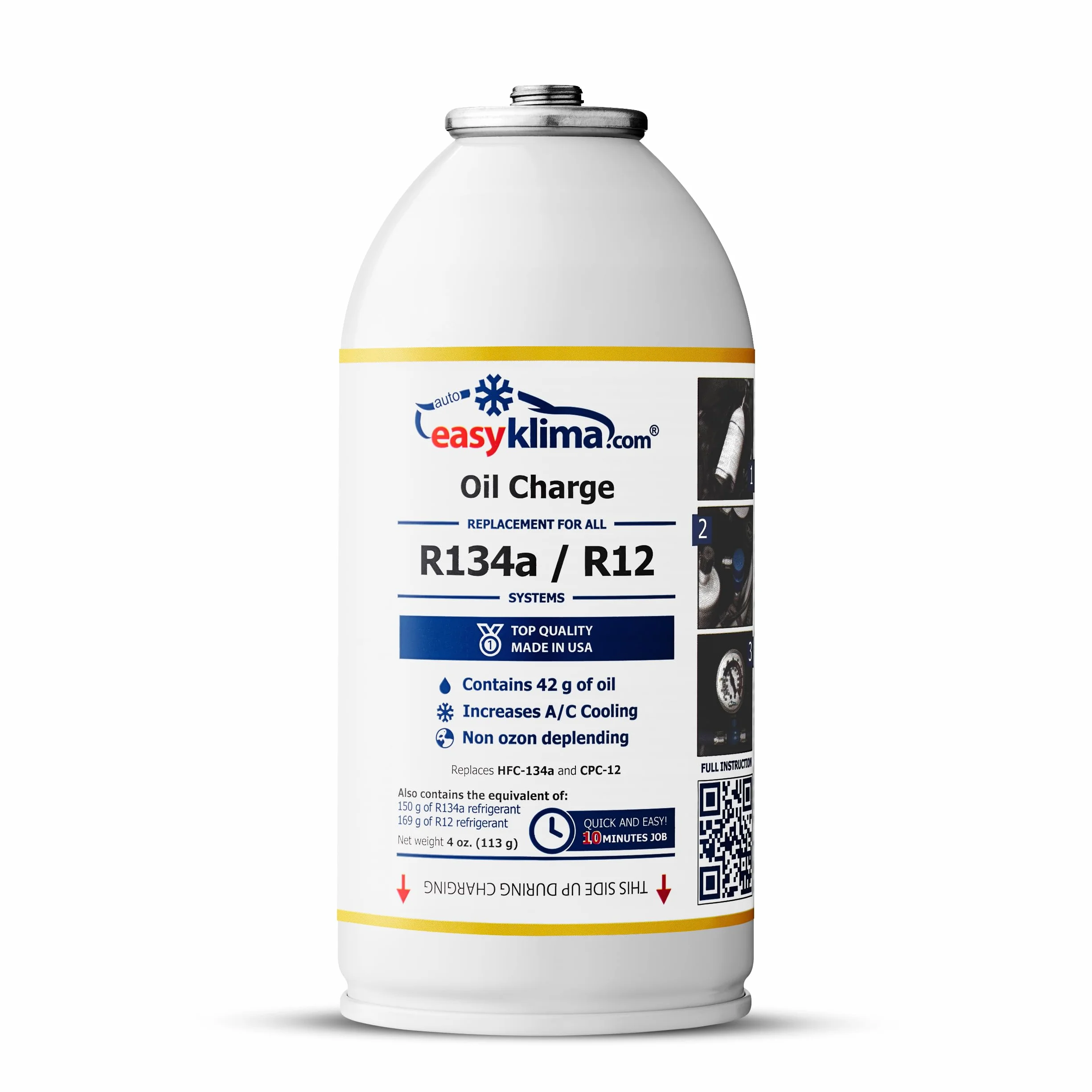 EasyKlima R134a/R12 Premium Set – Refrigerante + 3 in 1 Oil Charge + tubo con manometro – Per prestazioni di raffreddamento ottimali del condizionatore Veltao