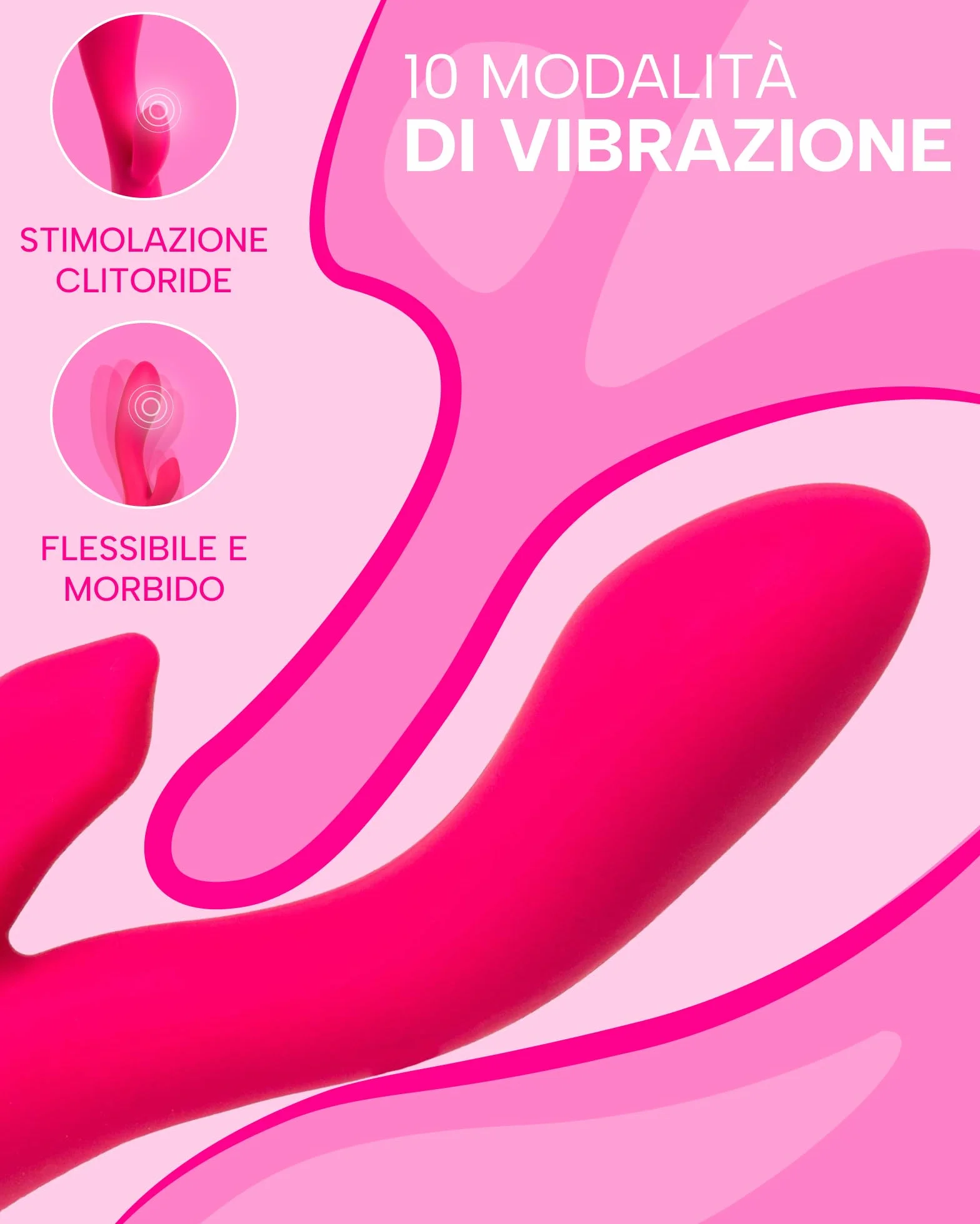 MySecretCase Vibratore Rabbit Punto G Squirting 19,5cm 10 Modalità Vibrazione Sexytoysys (Fucsia)