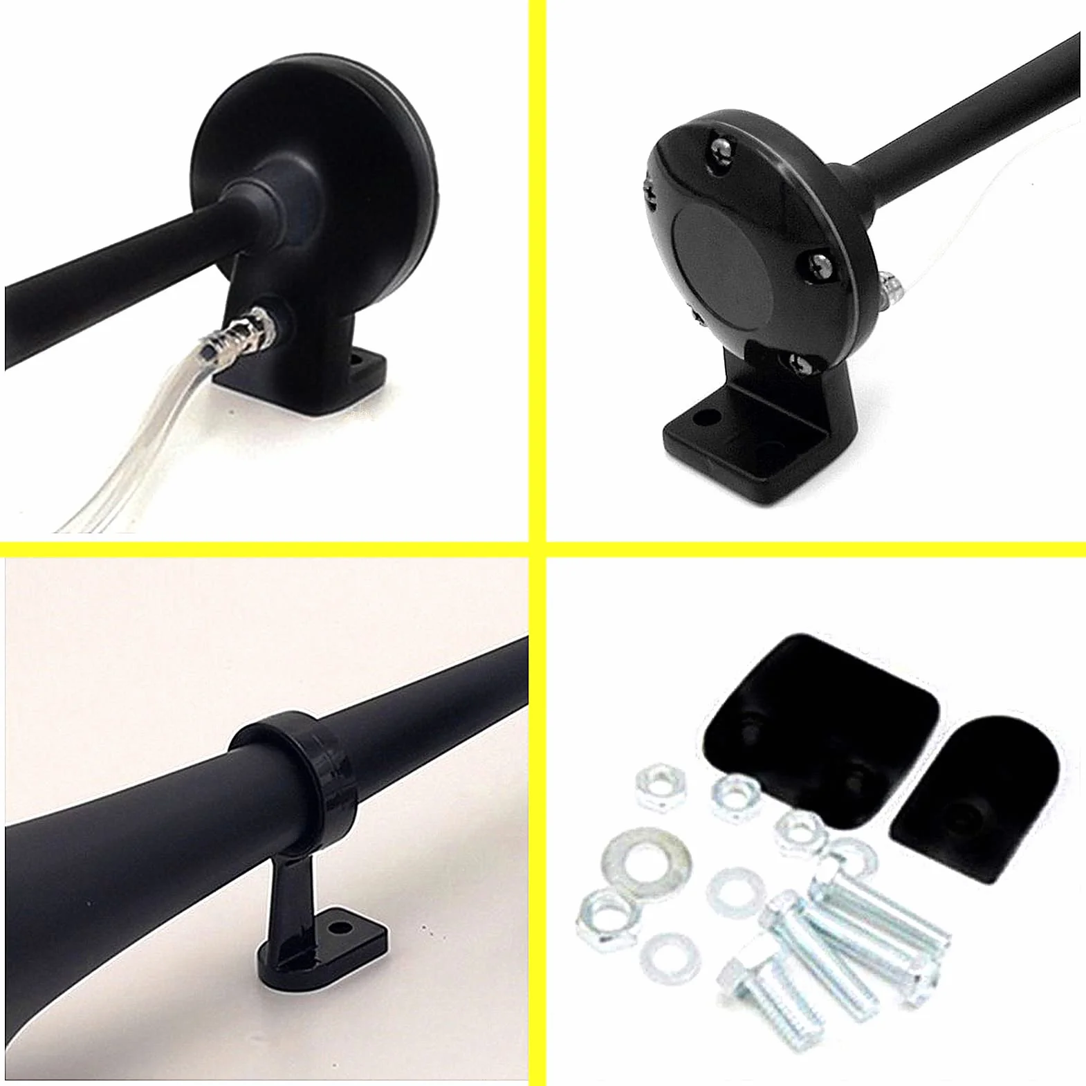 Clacson per auto 24V Car Horn 150DB Tromba ad aria Tromba elettrica 45cm Clacson Cromo Zinco Nero Tromba per camion con compressore pompa dell'aria Air Horn per 24V camion van moto barca ecc
